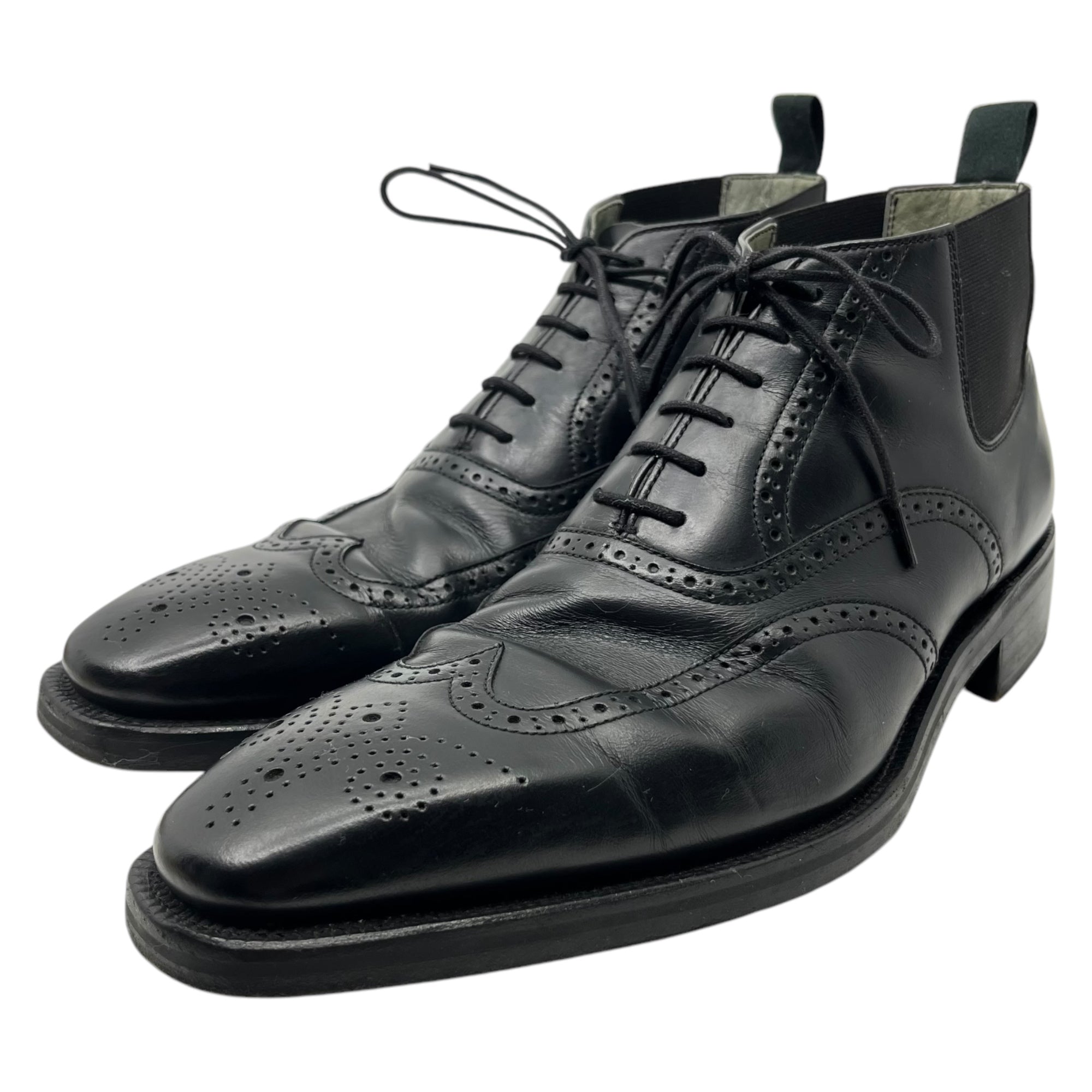 BURBERRY BLACK LABEL(バーバリーブラックレーベル) Wingtip chukka side gore boots ウィング チップ サイドゴア ブーツ SY3017 26cm ブラック