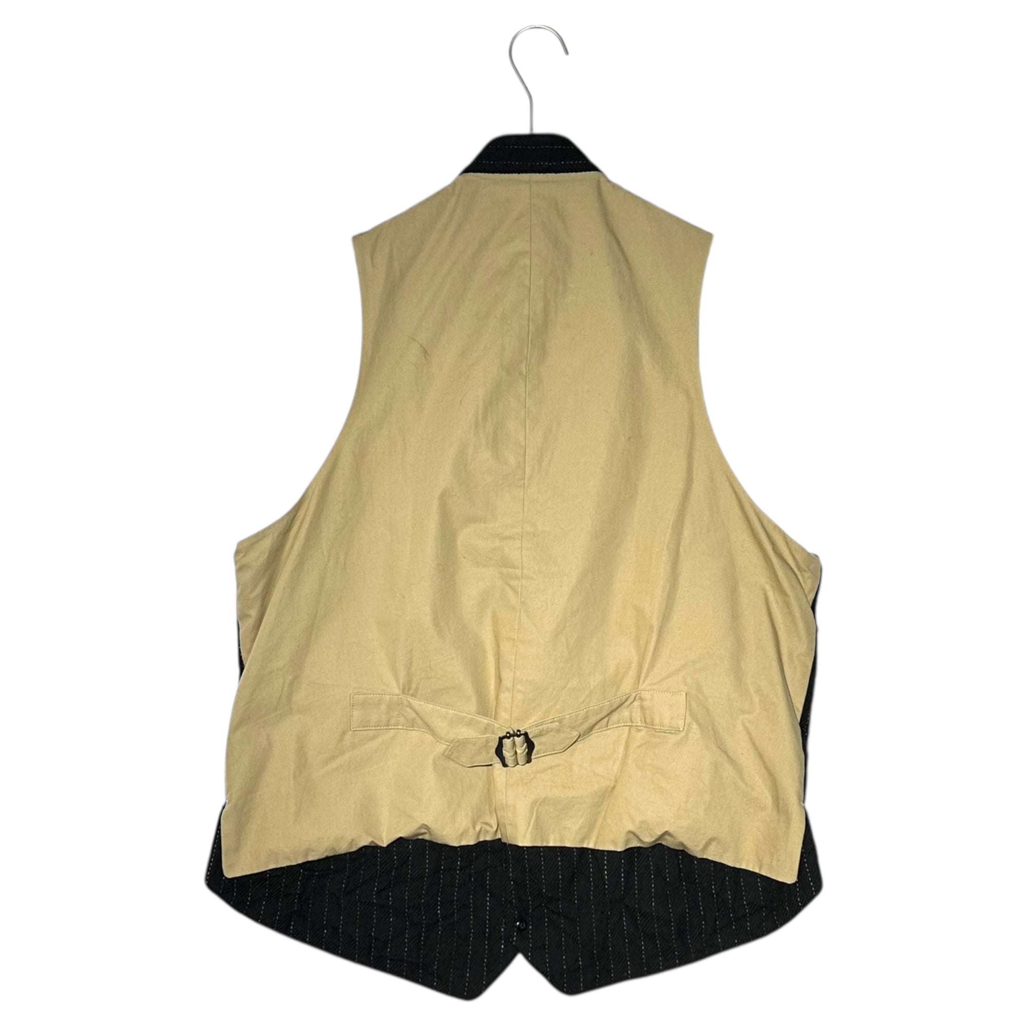 YOHJI YAMAMOTO POUR HOMME(ヨウジヤマモトプールオム) 11AW Wool Stripe Wrinkle-Finish Gilet ウール ストライプ シワ加工 ジレ HP-V12-116 3(M程度) ブラック ベスト