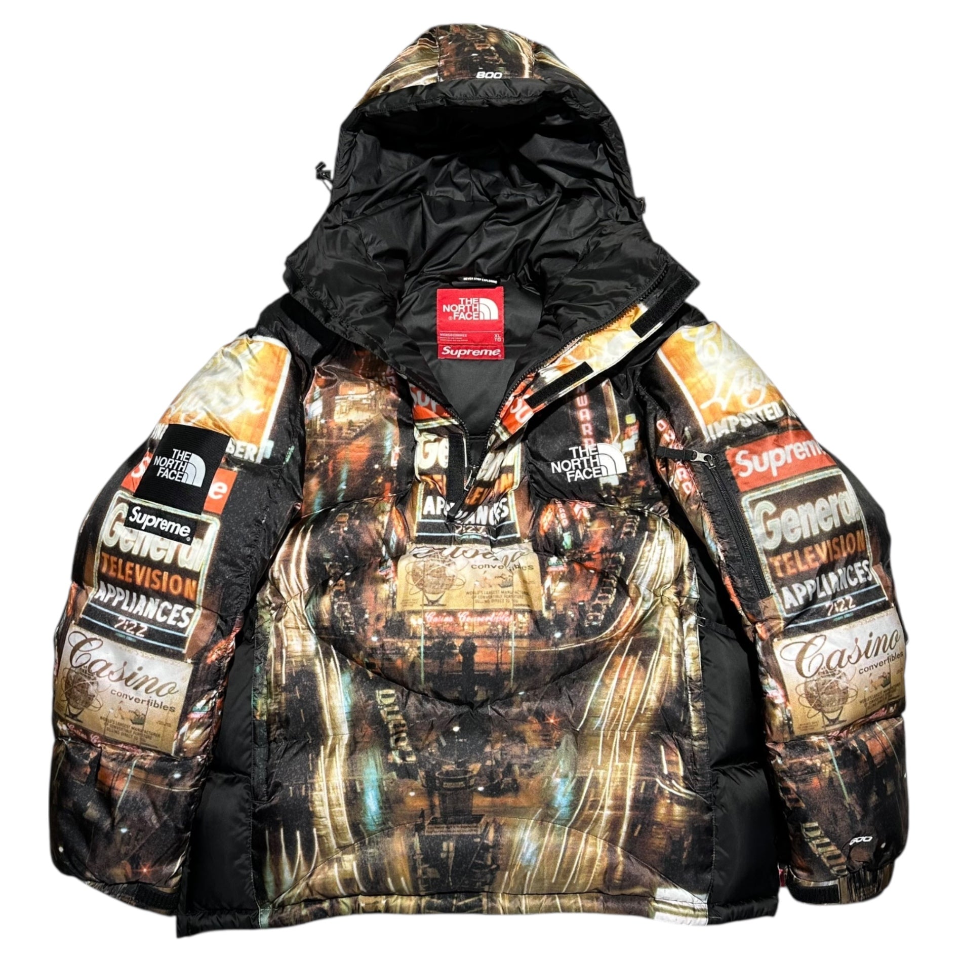 SUPREME × THE NORTH FACE(シュプリーム × ノースフェイス) 800-Fill Half Zip Hooded Pullover Times Square 800フィルパワー フーデッド プルオーバー ダウン ジャケット タイムズ スクエア ND522051 XL マルチカラー