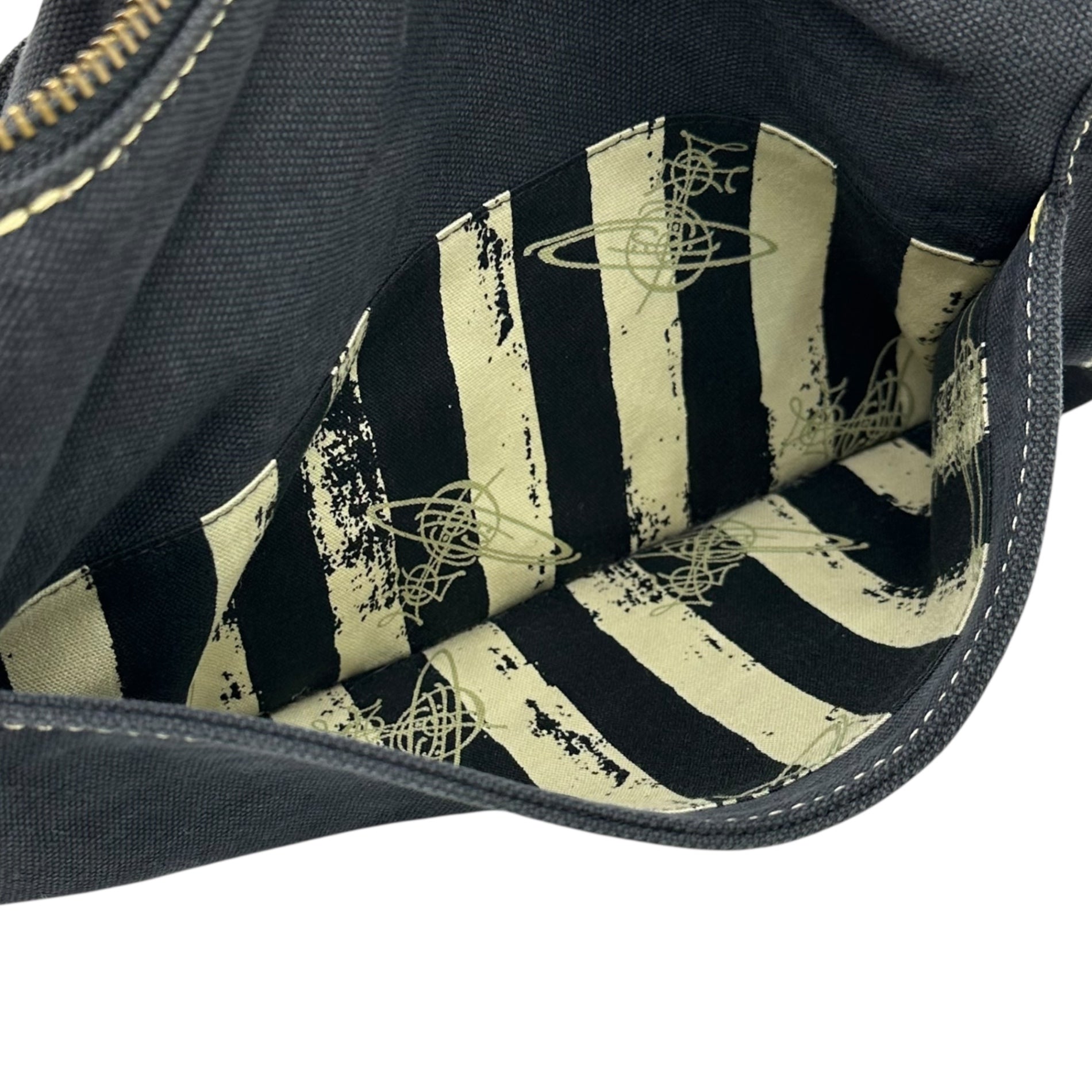 Vivienne Westwood ACCESSORIES(ヴィヴィアンウエストウッドアクセサリー) Big Orb Canvas Shoulder Bag ビッグ オーブ キャンバス ショルダー バッグ メッセンジャー ブラック