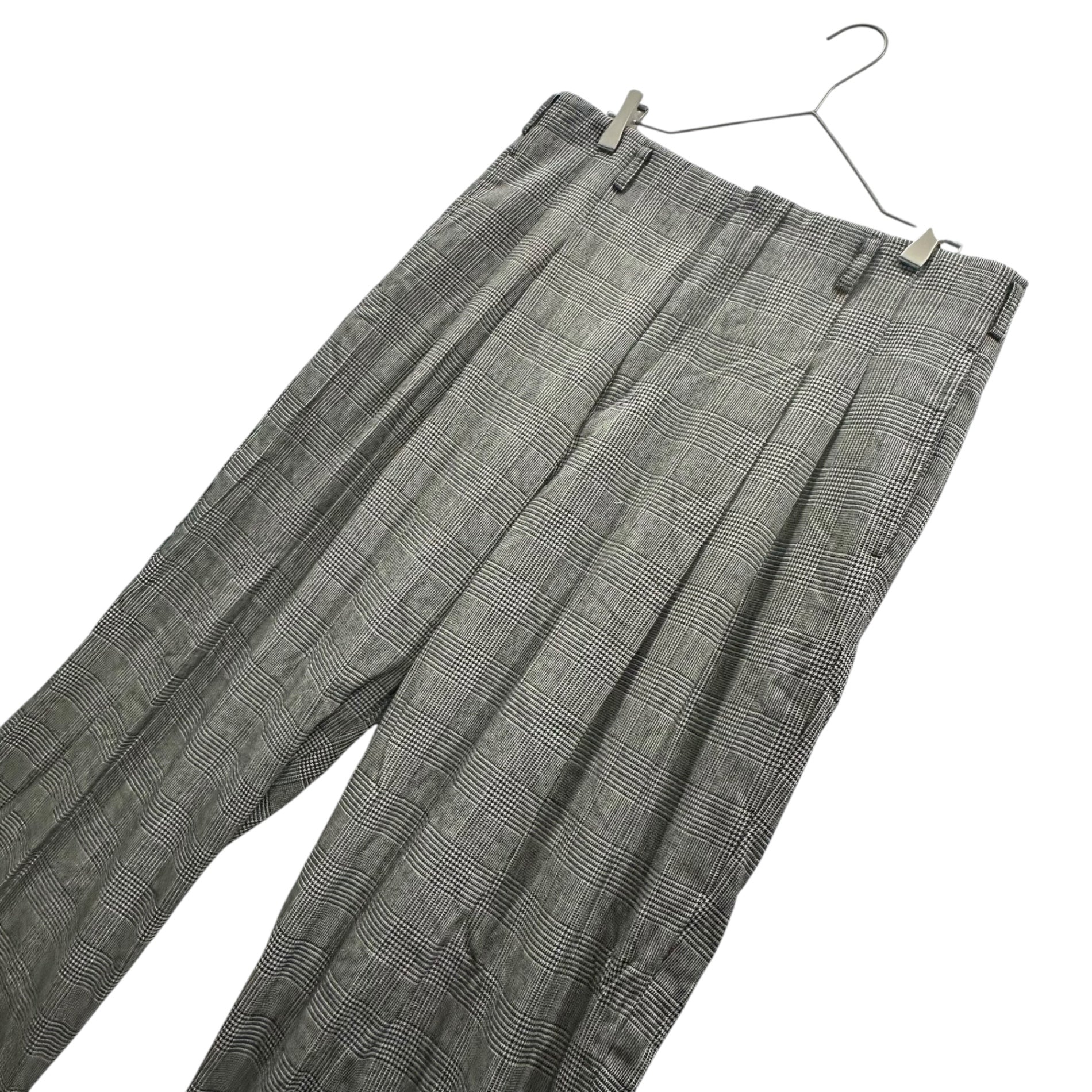 COMME des GARCONS HOMME PLUS(コムデギャルソンオムプリュス) 2011AW Glen Check Wide Straight-Leg Slacks グレンチェック ワイド ストレート スラックス パンツ PH-P039 M ブラック×アイボリー AD2011