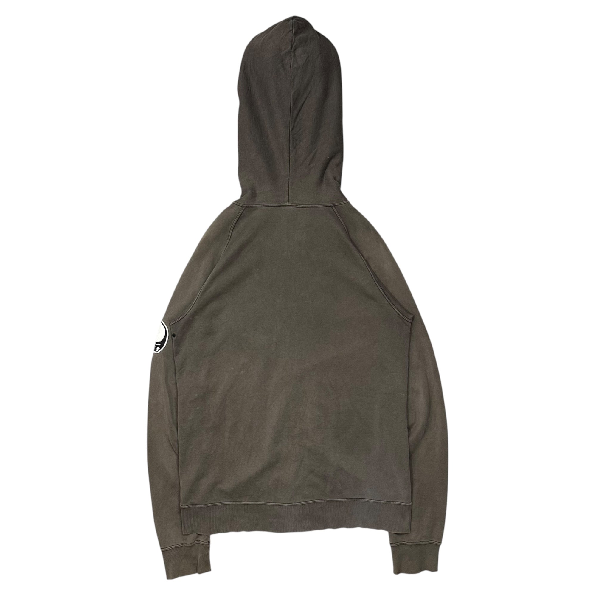 NUMBER (N)INE(ナンバーナイン) 2004SS "DREAM BABY DREAM" ドリーム期 Skull Patch Zip-Up Hoodie スカル パッチ ジップ パーカー 2 ブラウン 00's ダメージ加工