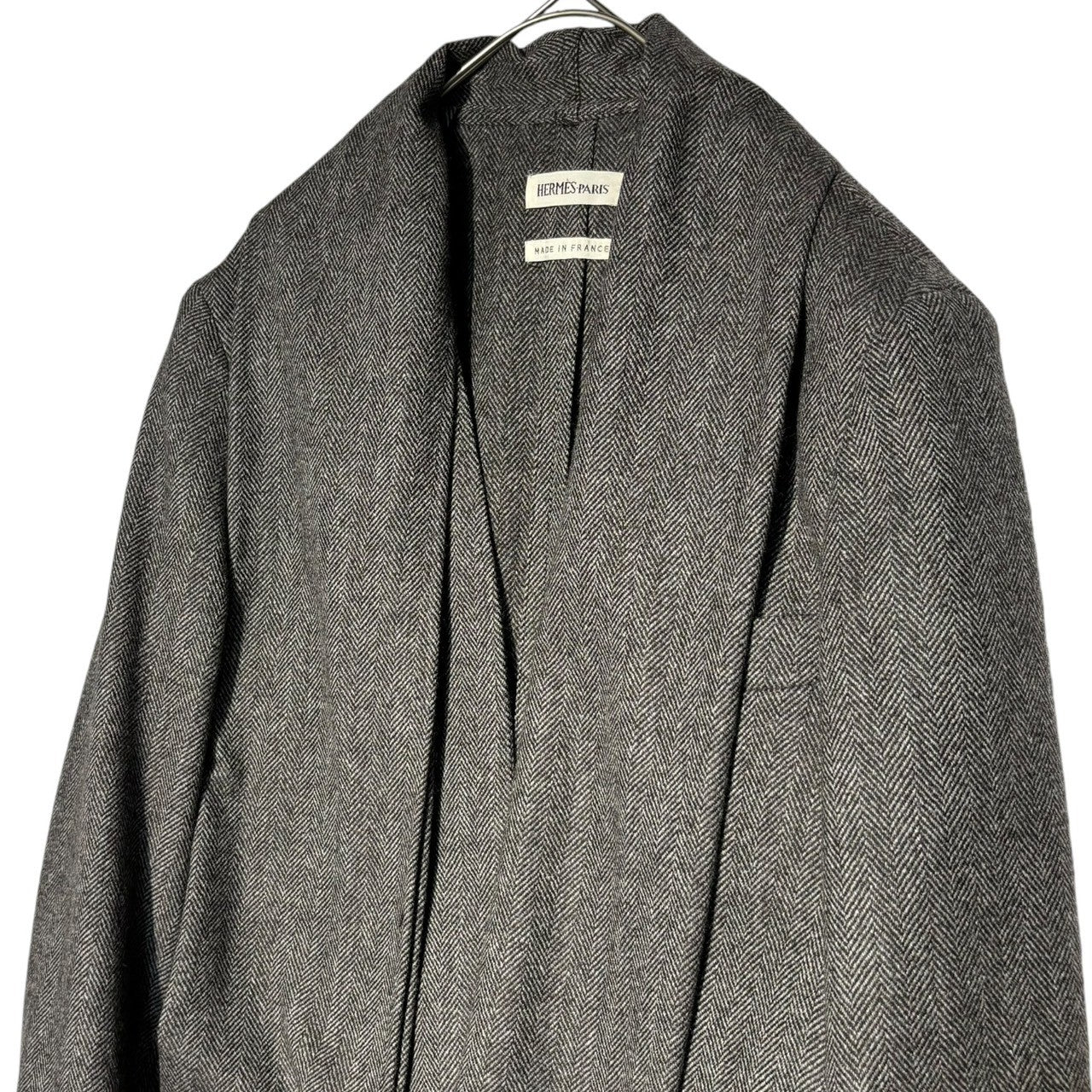 HERMES(エルメス) BY MARGIELA tweed stole jacket マルジェラ期 ツイード ストール ジャケット 36(M程度) ブラウン テーラード ノーカラー ジャケット アーカイブ