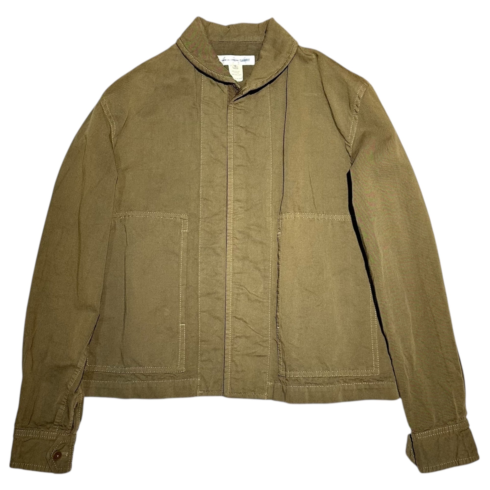 COMME des GARCONS SHIRT(コムデギャルソンシャツ) 00's Product-dyed hook-button round collar short-length military-style jacket  製品染め フックボタン 丸襟 ショートレングス ミリタリー テイスト ジャケット S15107 S カーキ