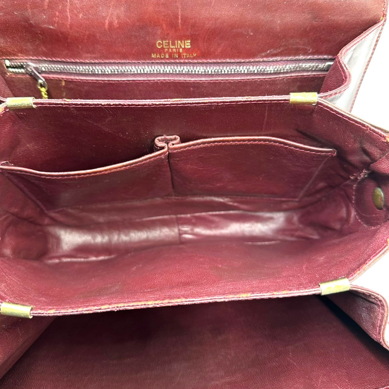 CELINE(セリーヌ) Vintage carriage metal leather shoulder bag ヴィンテージ 馬車金具 レザー ショルダー バッグ ボルドー OLD オールド 金 本革