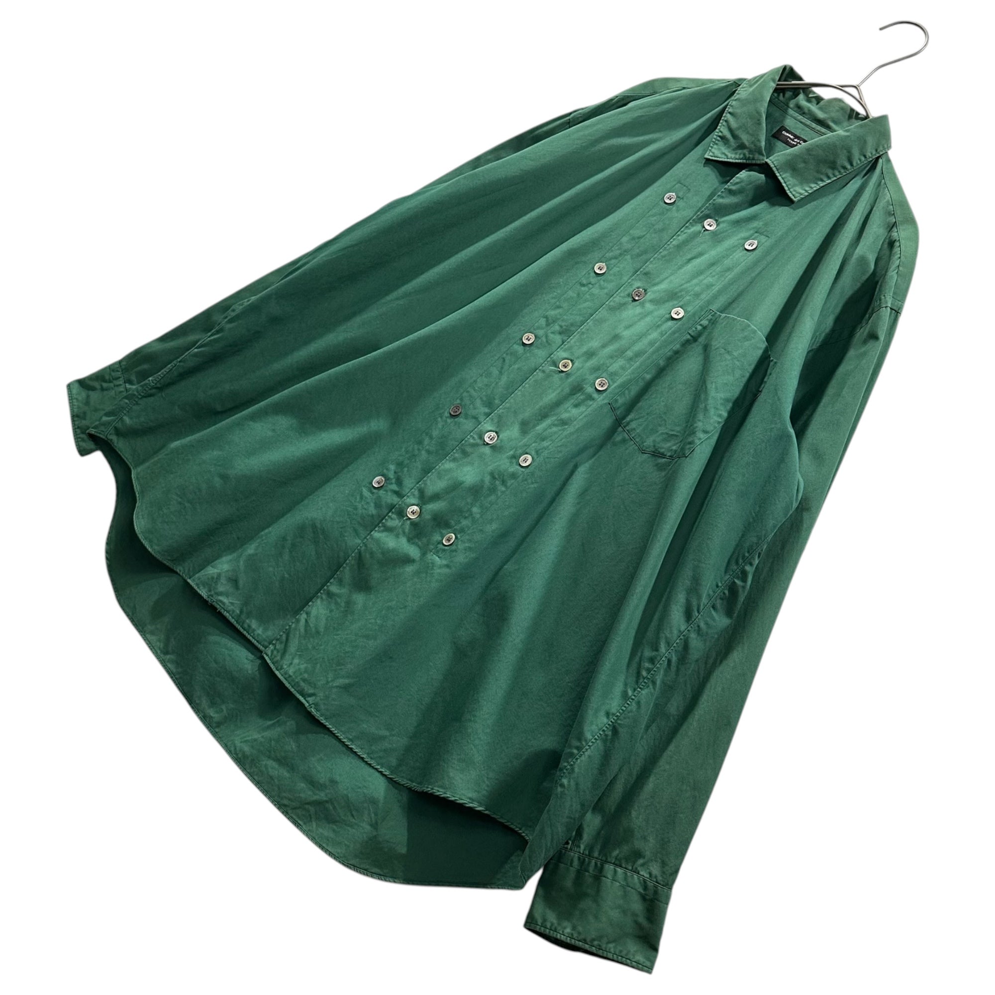 COMME des GARCONS HOMME PLUS(コムデギャルソンオムプリュス) 1991SS Triple-Button L/S Cotton Shirt 3連 ボタン 長袖 コットン シャツ PB-110050 FREE グリーン AD1990 90年代 アーカイブ