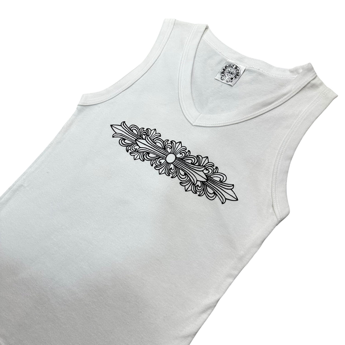 CHROME HEARTS(クロムハーツ) 1990's~2000's Floral Cross Print Tank Top フローラルクロス プリント タンクトップ ONE ホワイト 90年代後半～