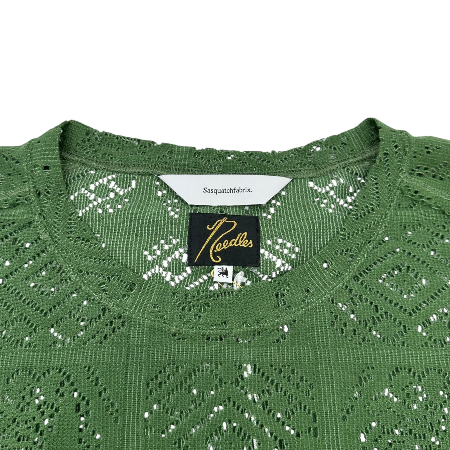 NEEDLES×SASQUATCH fabrix(ニードルズ×サスクワッチファブリックス) 23SS Jah Lion Race ジャ ライオン レース カットソー 23SS-CSS-071 M グリーン 長袖 メッシュ シアー コラボ