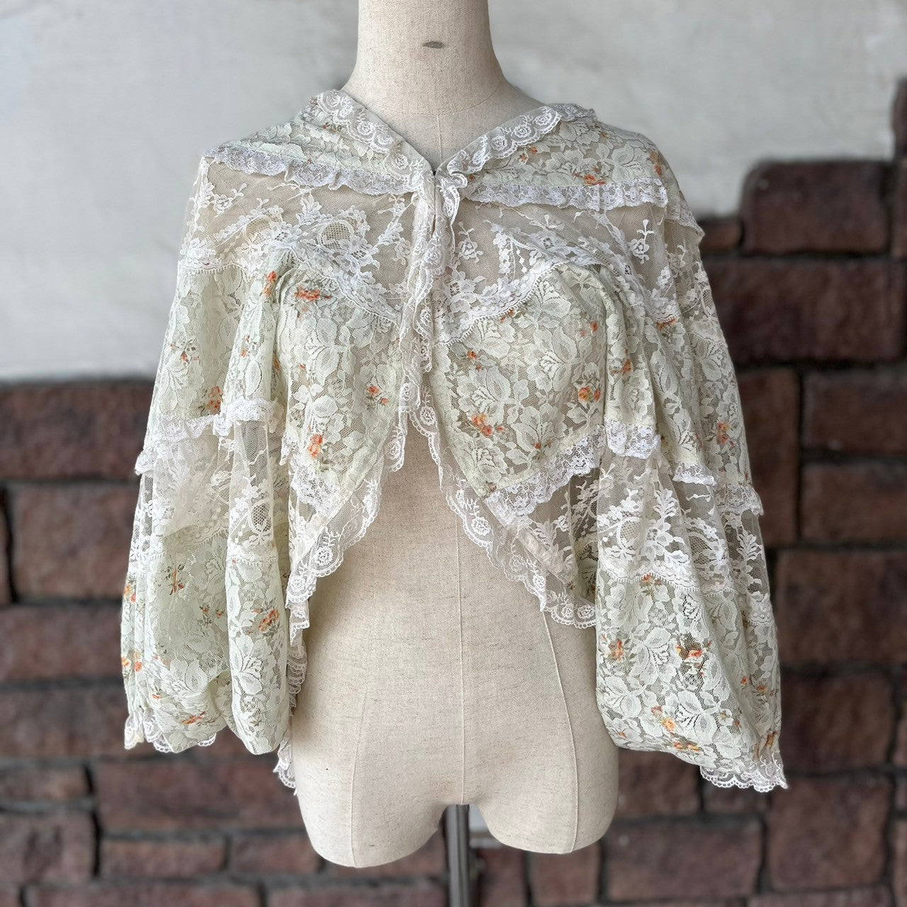 VINTAGE(ヴィンテージ) 80~90's flower print all lace blouse フラワープリント 総レース ブラウス SIZE FREE アイボリー