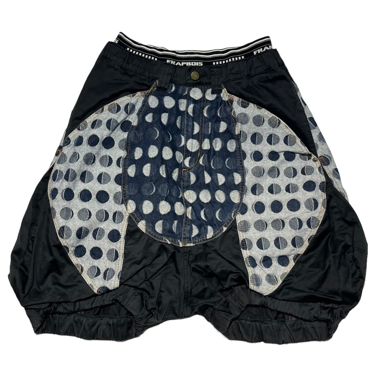 FRAPBOIS(フラボア) Dot sarouel balloon shorts ドット柄 サルエル バルーン ショーツ B1523RFP023 0 ブラック×インディゴ ショート ハーフ パンツ ダブルウエスト