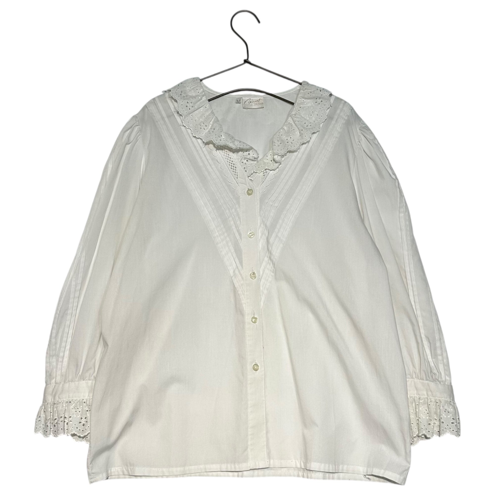 VINTAGE(ヴィンテージ) 60's~ center design long sleeve shirt センターデザイン長袖シャツ M~L程度 ベージュ×ブラウン