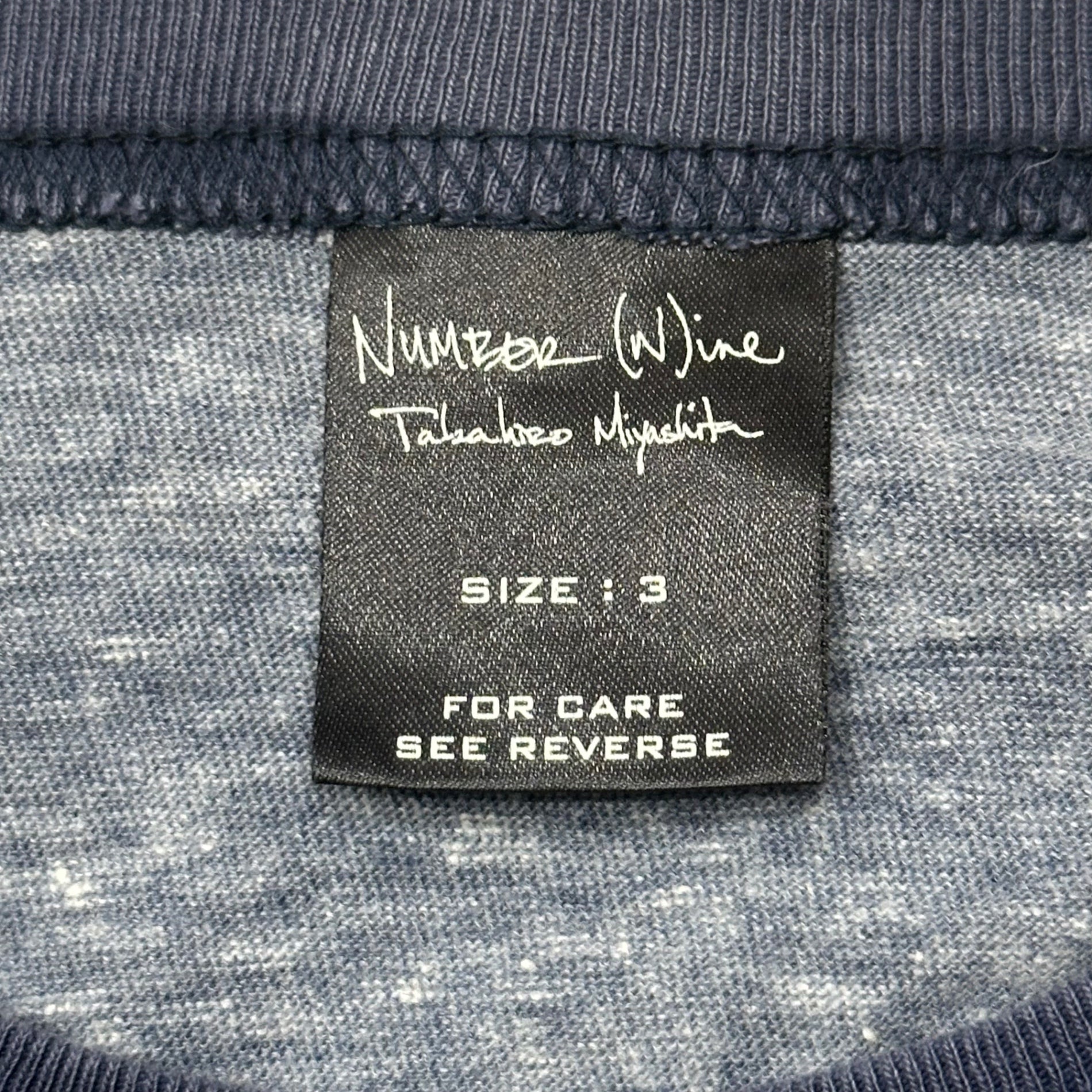 NUMBER (N)INE(ナンバーナイン) 03SS-AW Touch Me I'm Sick Mirror Design Trim T-Shirt カート期 ミラー トリム Tシャツ 3(M) ブルー 宮下貴裕 本人期