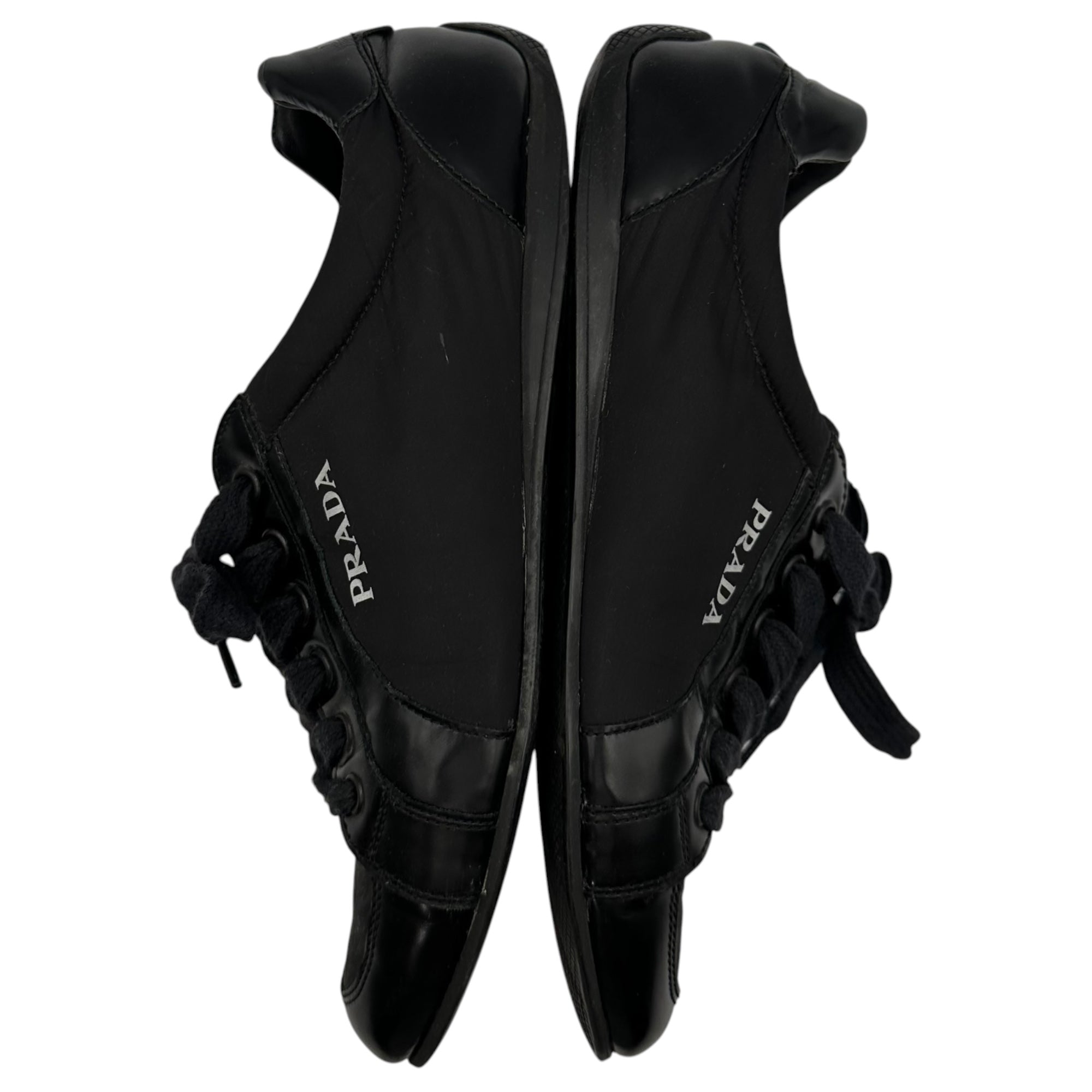 PRADA SPORT(プラダスポーツ) Low-Profile Nylon Leather Sneakers 薄底 ナイロン レザー スニーカー 4703 38(24.5cm程度) ブラック