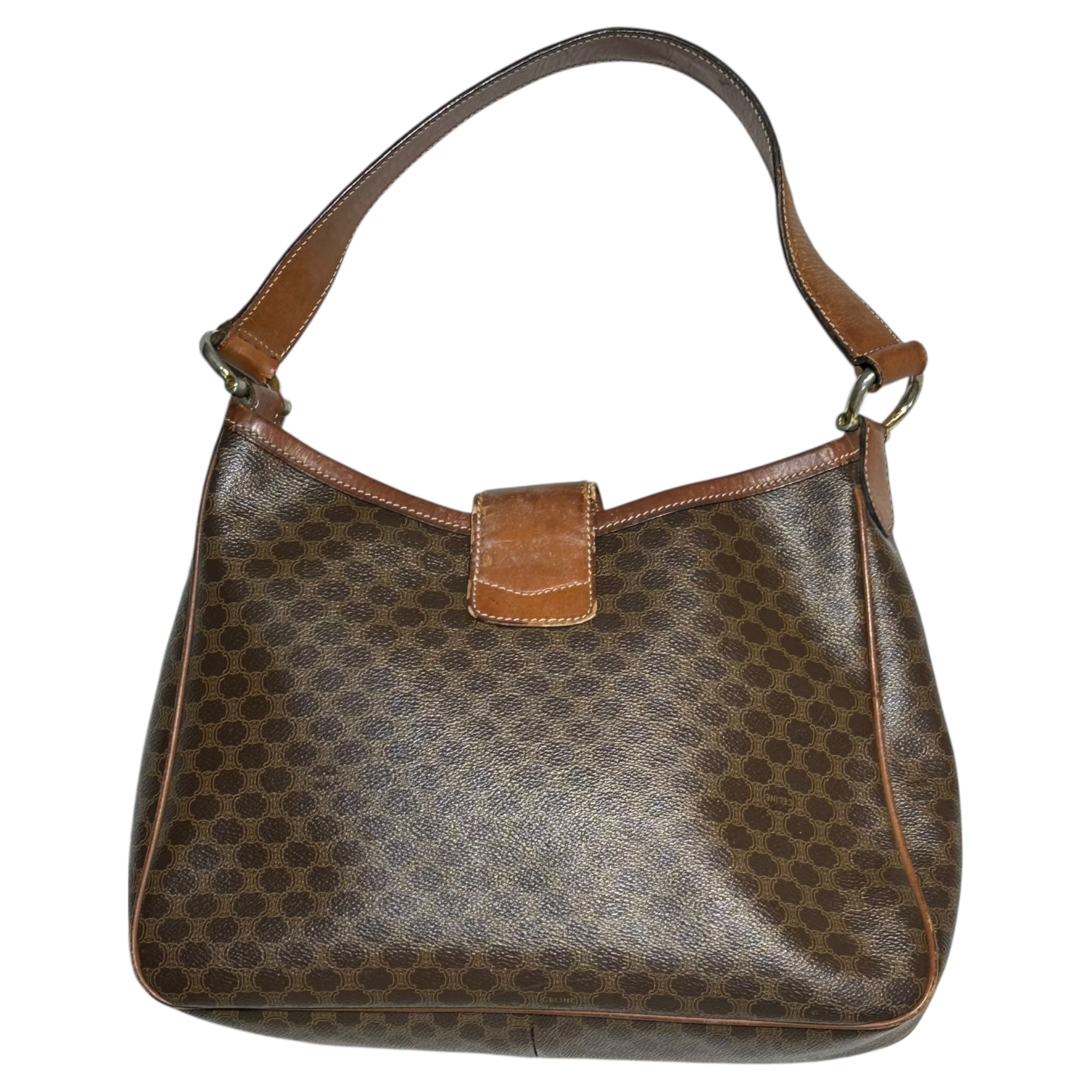 CELINE(セリーヌ) Triumph Turnlock Macadam Pattern Hobo Bag トリオンフ ターンロック マカダム柄 ホーボー バッグ ブラウン ヴィンテージ OLD オールド ワンショルダー ハンド