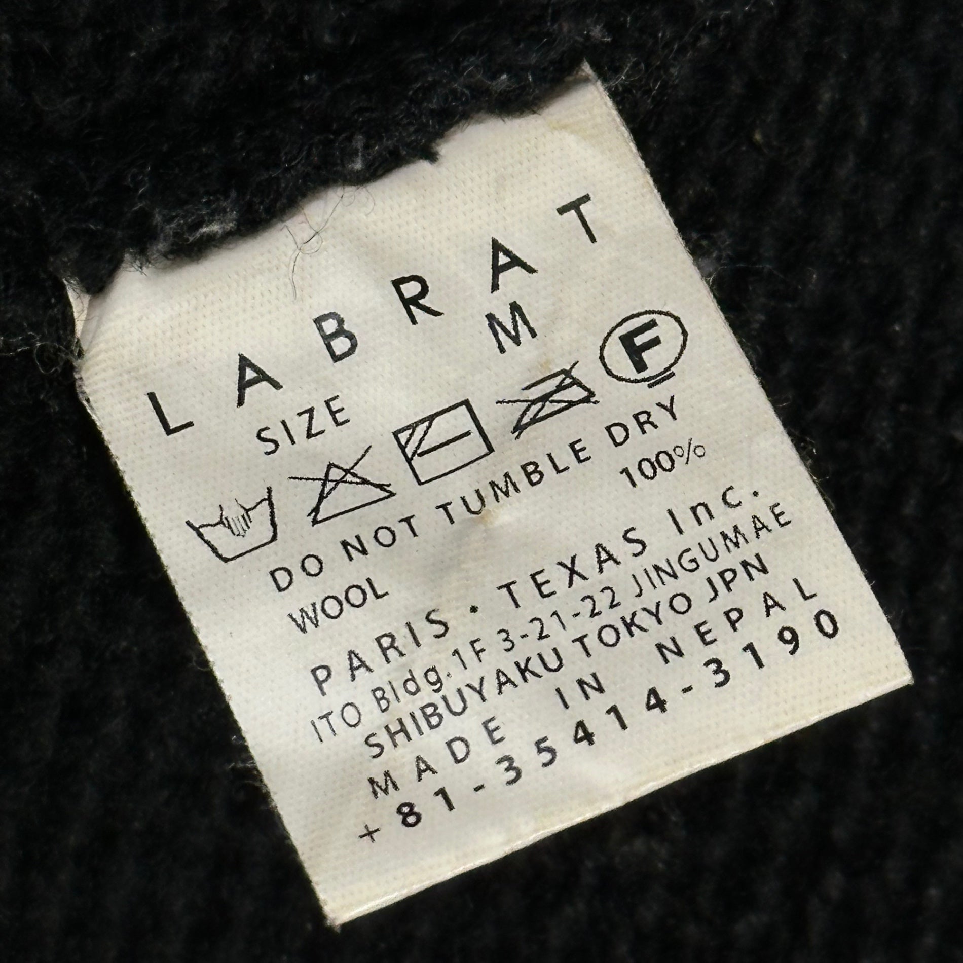 LABRAT(ラブラット) Pressure ulcer Crust Knit 瘡蓋 クラスト ニット M ブラック 少数生産品