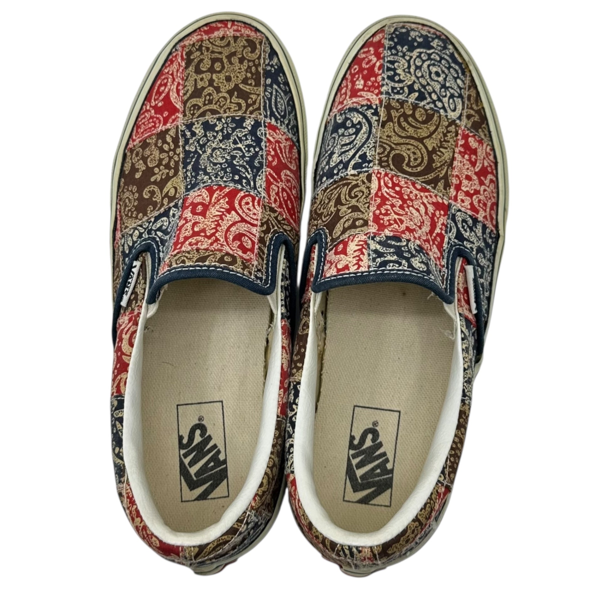 VANS(バンズ) Classic Slip-on クラシック スリッポン ペイズリー バンダナ パッチワーク 26.5cm レッド×ネイビー スニーカー