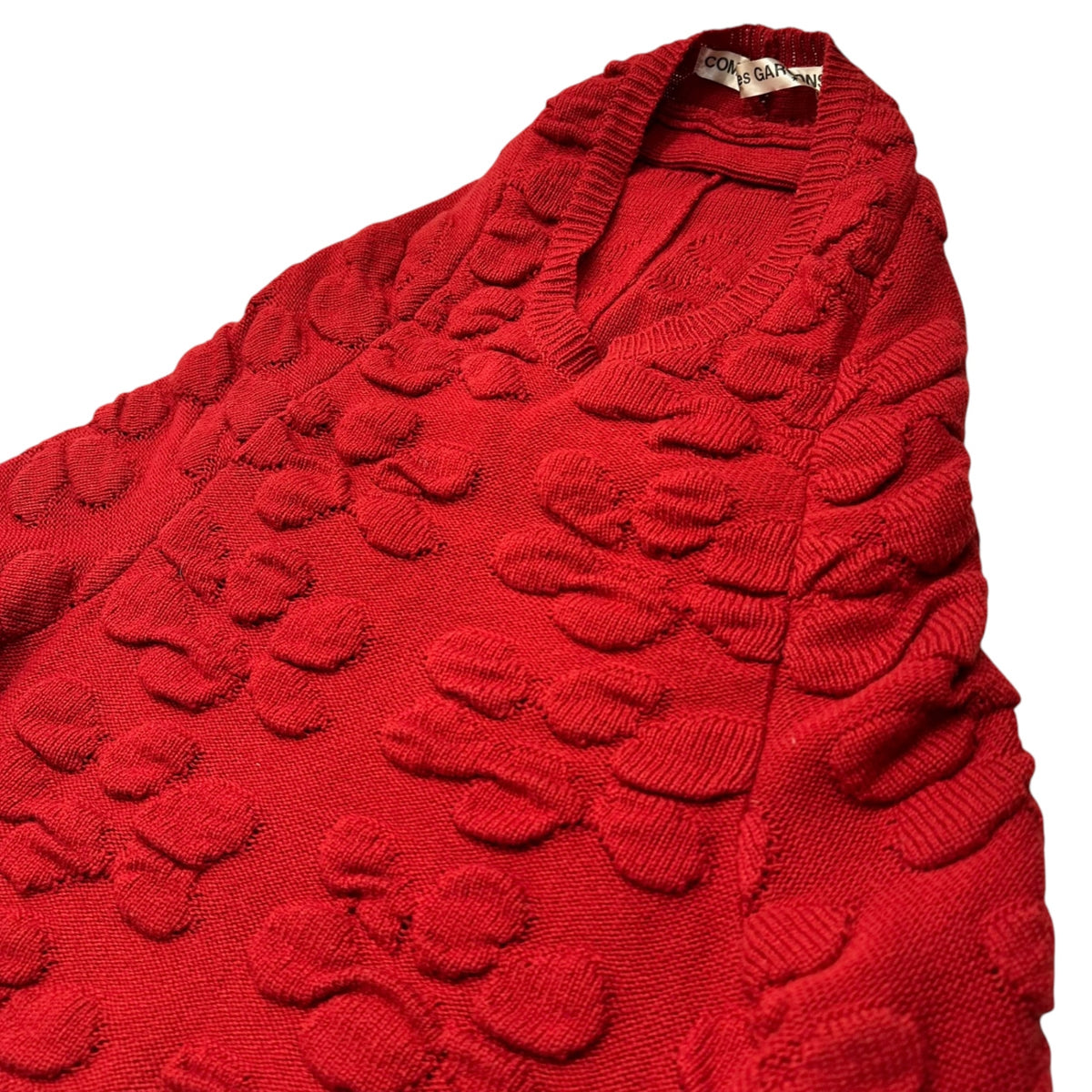 COMME des GARCONS(コムデギャルソン) 1996AW Floral-Woven Asymmetrical Short-Length Dolman Knit 花 織り 変形 ショート レングス ドルマン ニット GN-040220 FREE レッド AD1996 90s アーカイブ