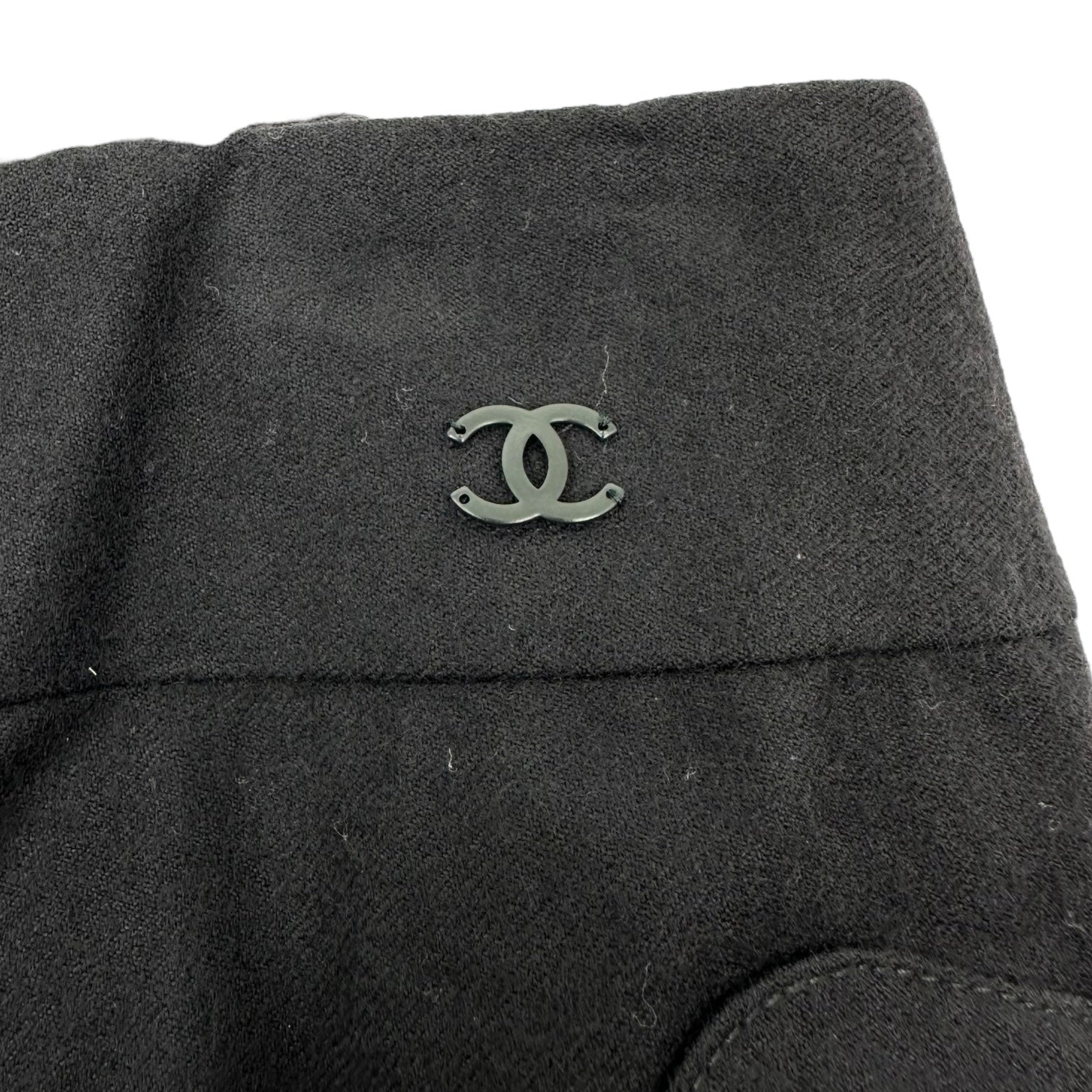 CHANEL(シャネル) 03AW  Wool Cashmere Silk Coco Mark Side Zip Skirt with Pockets  ウール カシミヤ シルク ポケット付き ココマーク サイド ジップ スカート P21953V10471 34(XS程度) ブラック