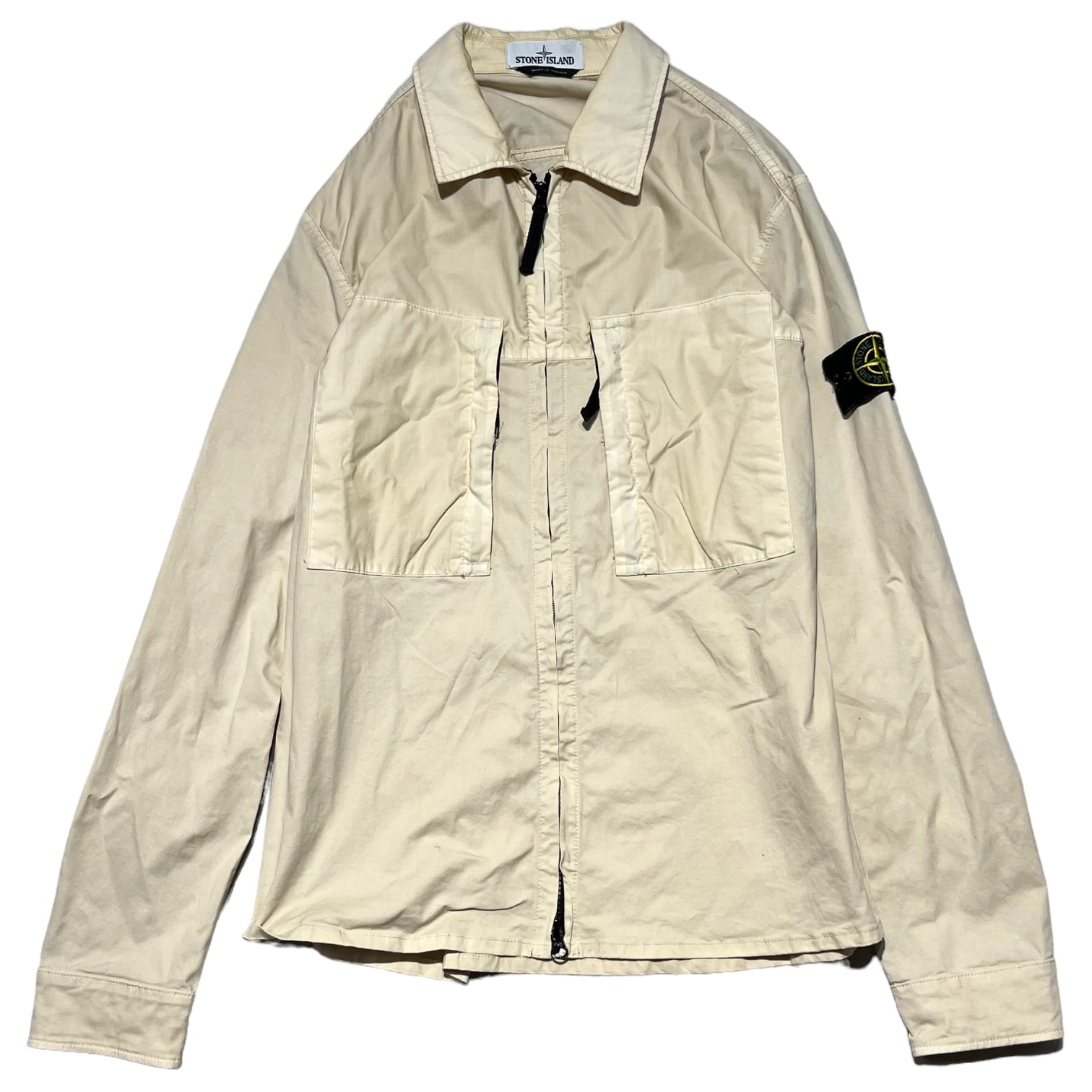 STONE ISLAND(ストーンアイランド) 20SS 2 POCKET OVERSHIRT 2ポケット オーバーシャツ ジップアップ ナイロンジャケット 721510207 S アイボリー