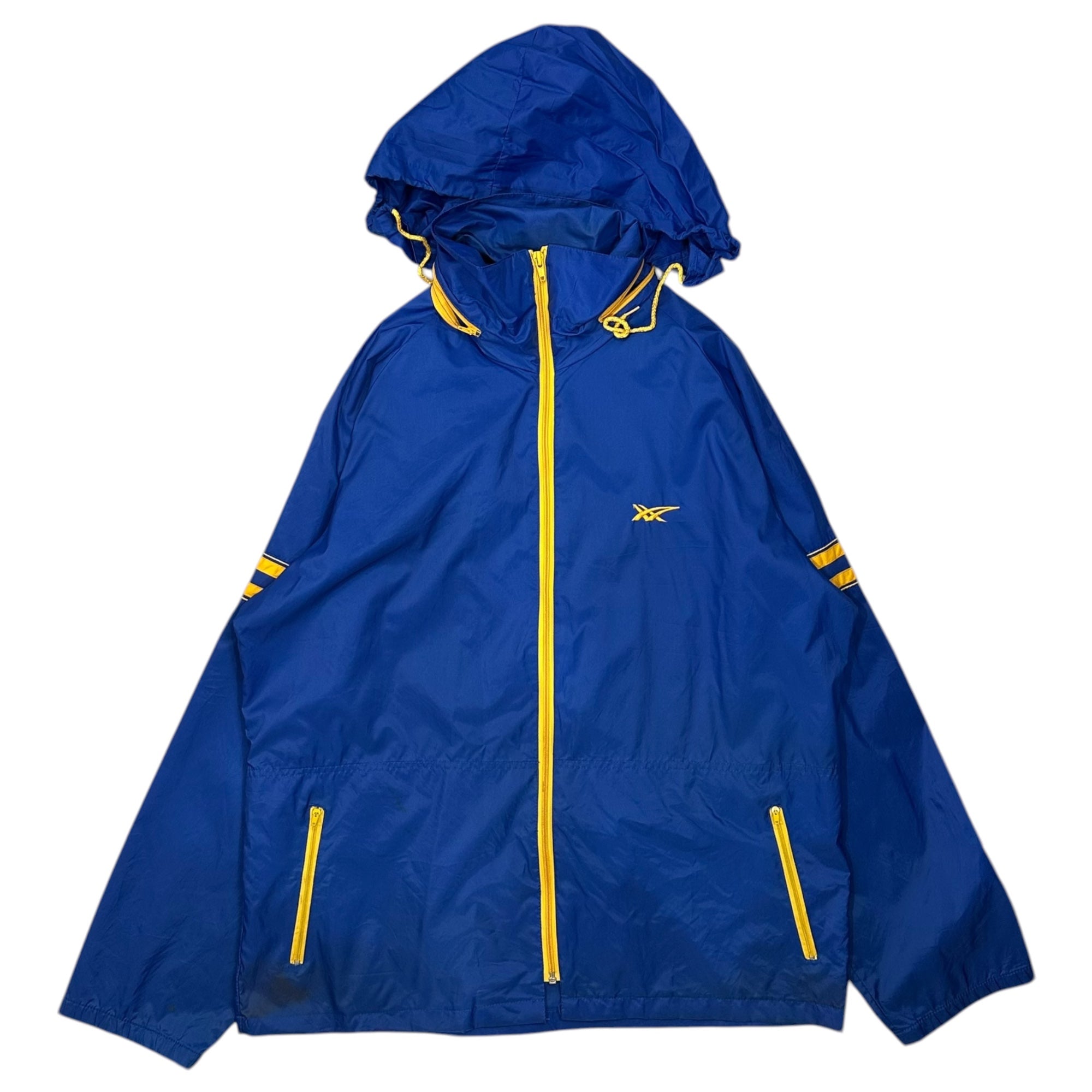 asics tiger(アシックスタイガー) 80's Zip-up Nylon Jacket ジップアップ ナイロン ジャケット 表記無(XL程度) ブルー×イエロー 80年代 ヴィンテージ