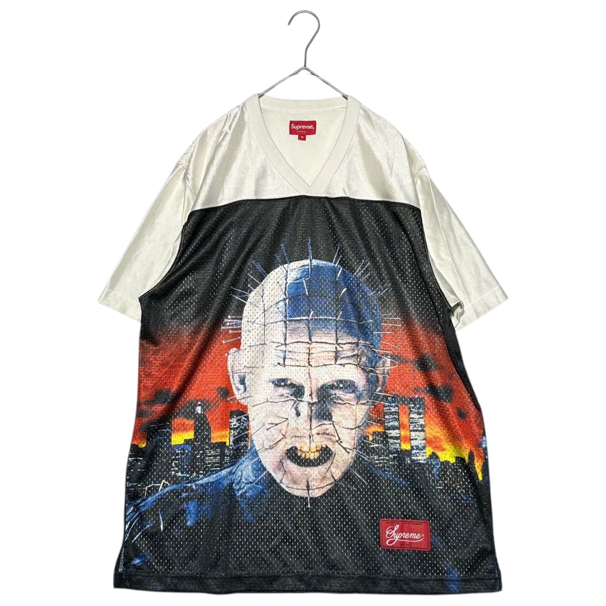 SUPREME(シュプリーム) 18SS Hellraiser Football Jersey ヘルレイザー フット ボール ジャージ M ホワイト×ブラック コラボ ゲーム シャツ Tシャツ 半袖