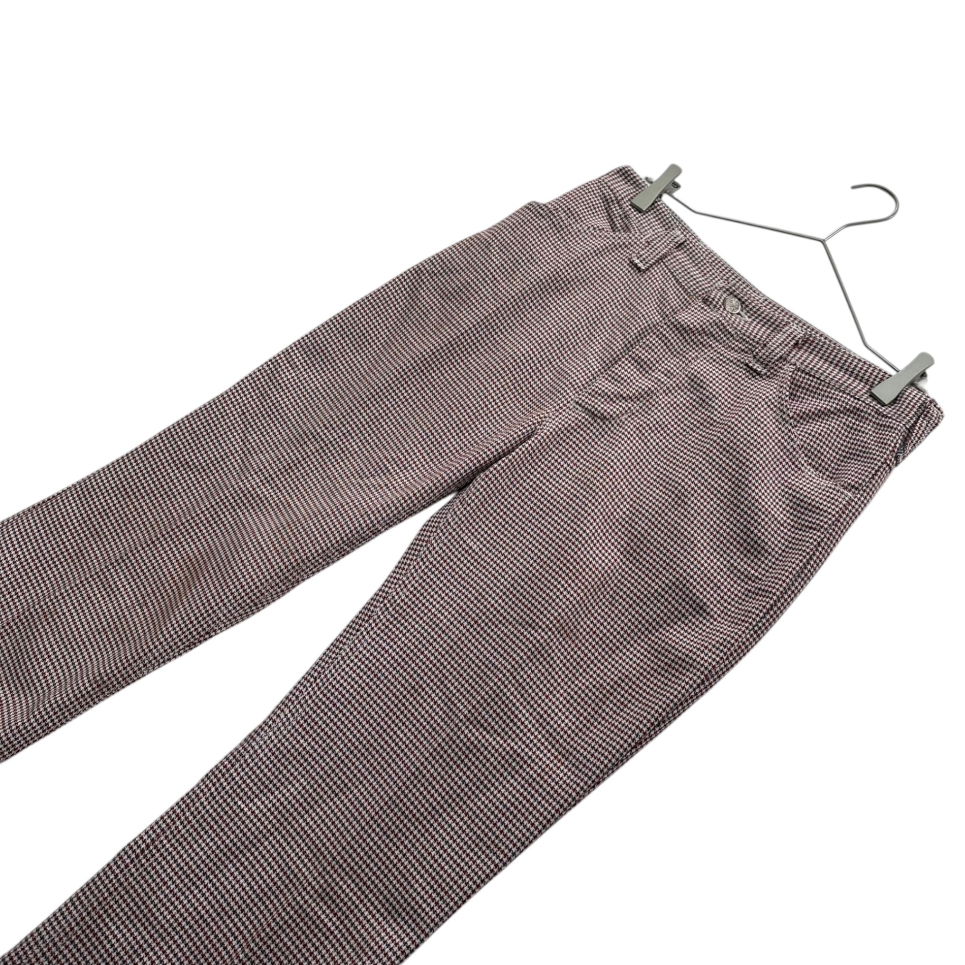 WRANGLER(ラングラー) 70～80's Fine houndstooth checkered slacks with a center crease ミクロ 千鳥柄 センタープレス スラックス パンツ 31 レッド IDEALジップ Wrangler刻印