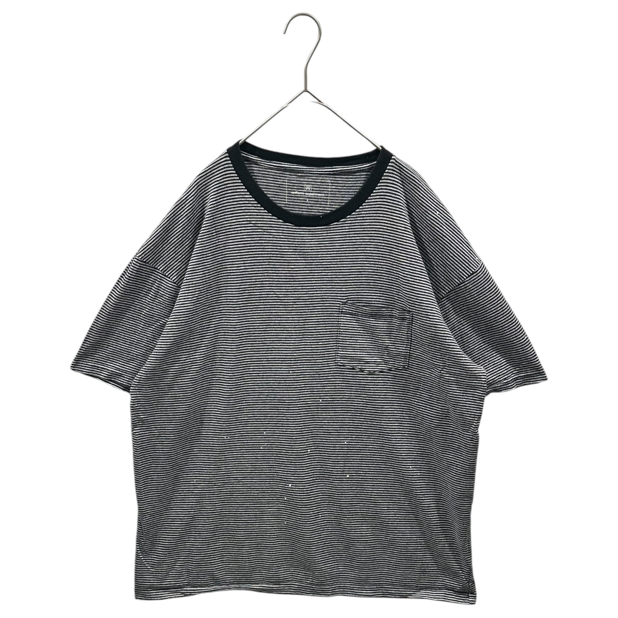 uniform experiment(ユニフォームエクスペリメント) Striped Pocket T-shirt ペンキ ボーダー ポケット Tシャツ UE-210063 4 ブラック×グレー