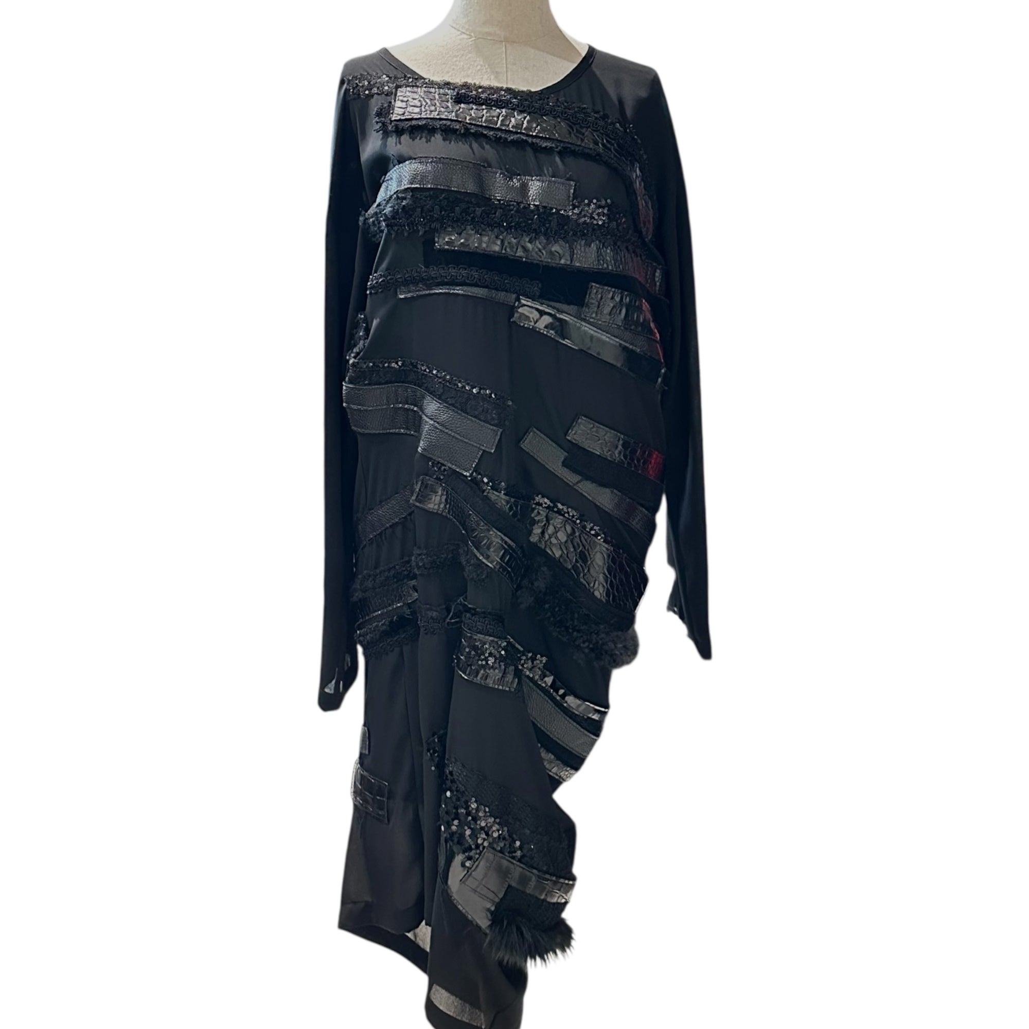 【SALE対象外】JUNYA WATANABE(ジュンヤワタナベ) 24AW Multi-Fabric Transformable Dress マルチ ファブリック 変形 ワンピース JN-B001 S ブラック AD2024