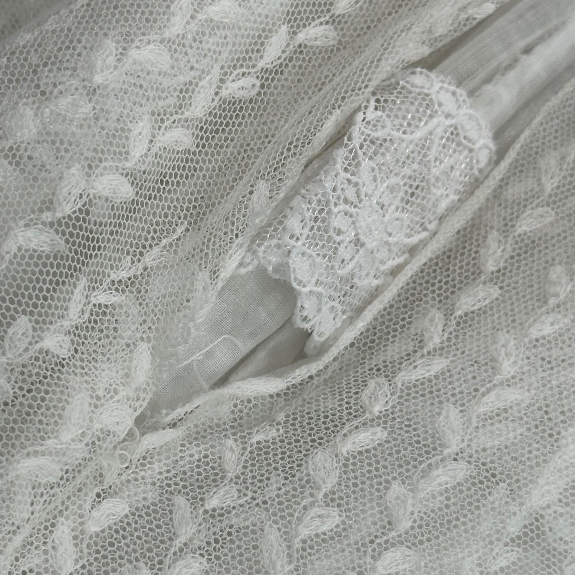 Euro antique(ヨーロッパアンティーク) 1920's~ white cotton lace tulle layered dress onepiece コットンとチュールのレース重ね着ドレス ワンピース 表記無(ML程度) ホワイト 20世紀初頭