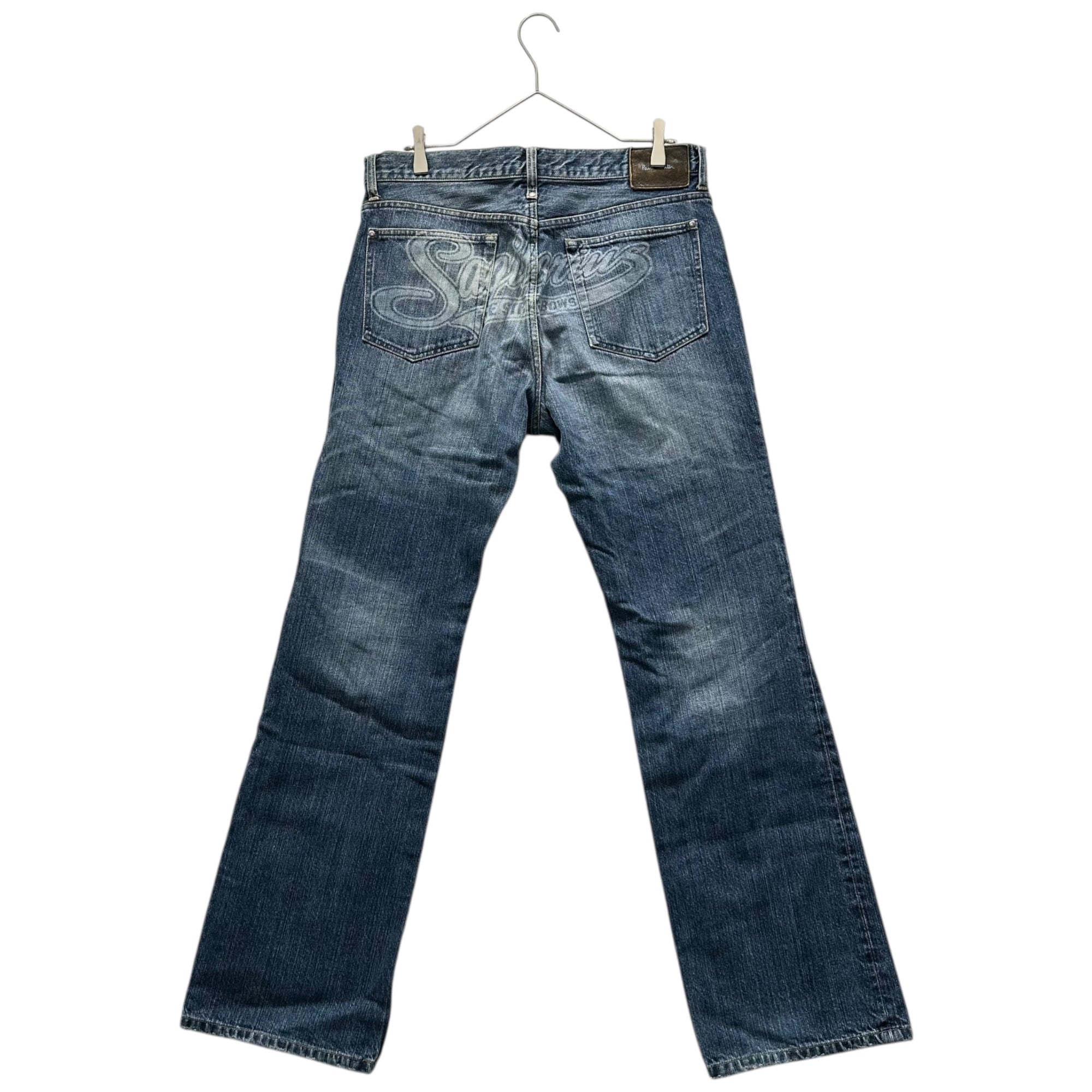 Paul Smith JEANS(ポールスミスジーンズ) 00's Logo Print Semi-Flared Denim Pants ロゴ プリント セミフレア デニム パンツ 34 ライトインディゴ Y2K