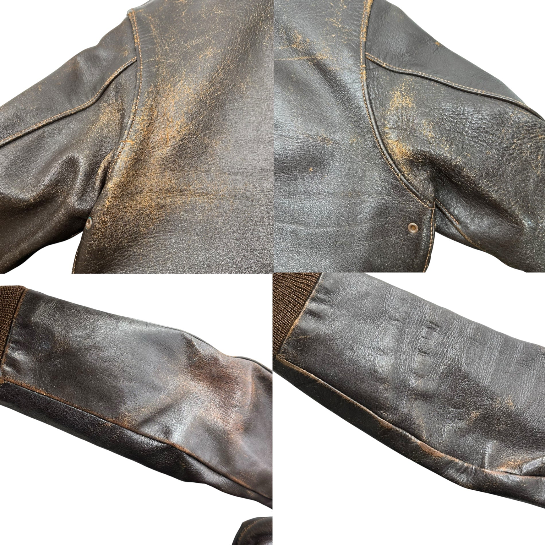 THE REAL McCOY'S(ザリアルマッコイズ) A-2 Leather Flight Jacket レザー フライト ジャケット 30-1415 34(XS程度) ブラウン CONMAR ZIP
