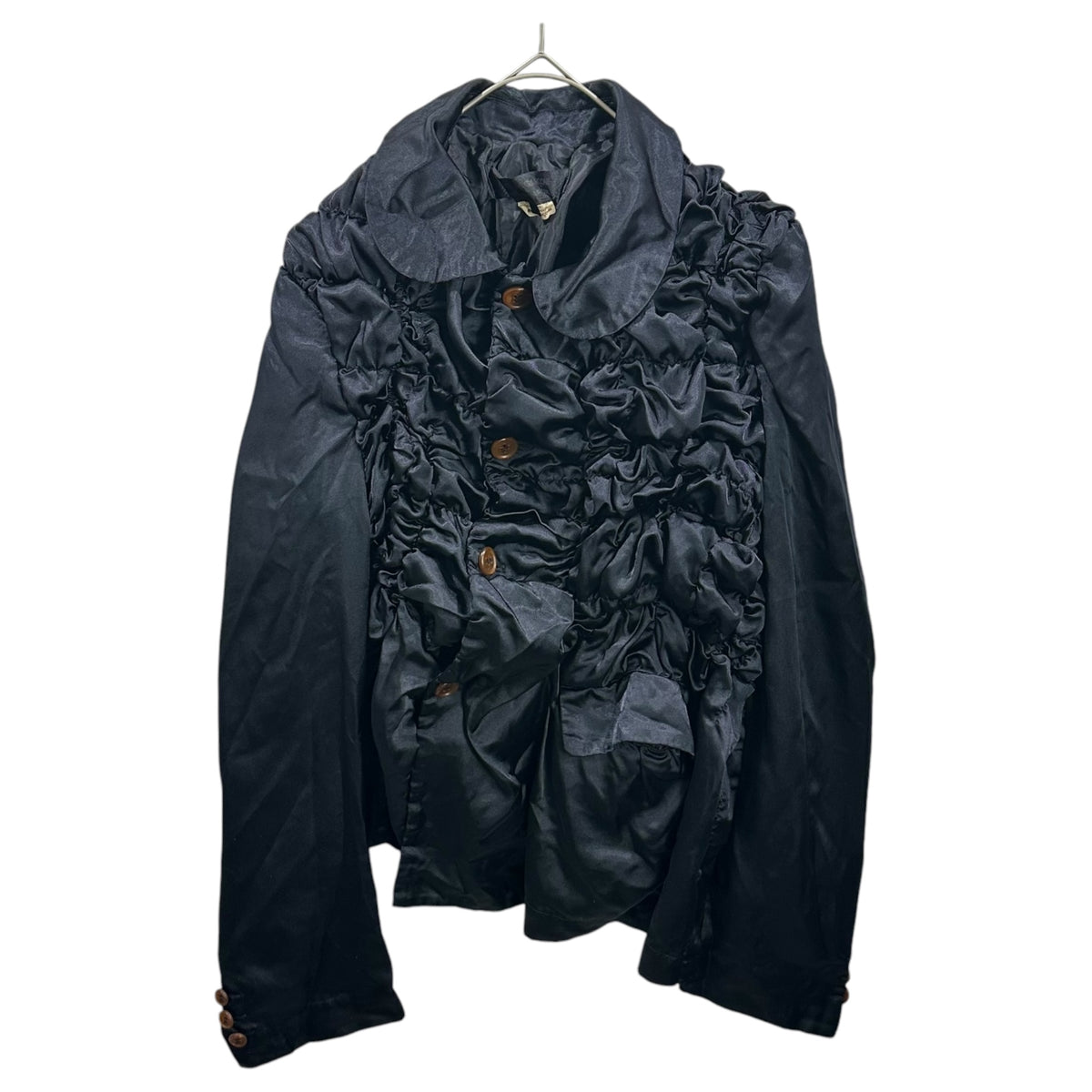 COMME des GARCONS COMME des GARCONS(コムデギャルソンコムデギャルソン) 2026SS  Gathered round collar jacket ギャザー 丸襟 ジャケット RQ-J030 S ネイビー AD2025
