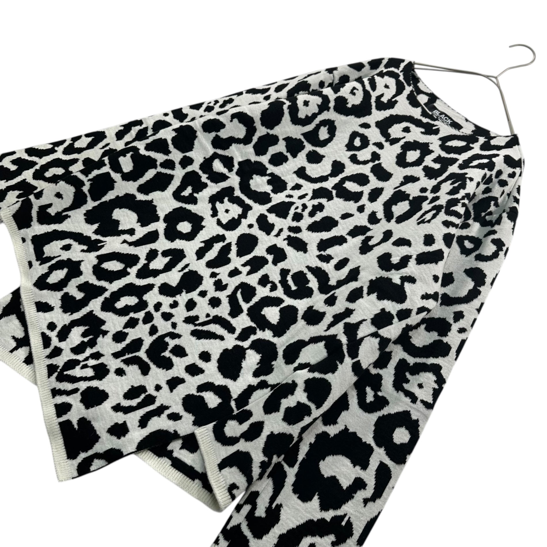 BLACK COMME des GARCONS(ブラックコムデギャルソン) Monochrome Leopard Print Acrylic Wool Knit モノクロ ヒョウ柄 アクリル ウール ニット ホワイト×ブラック