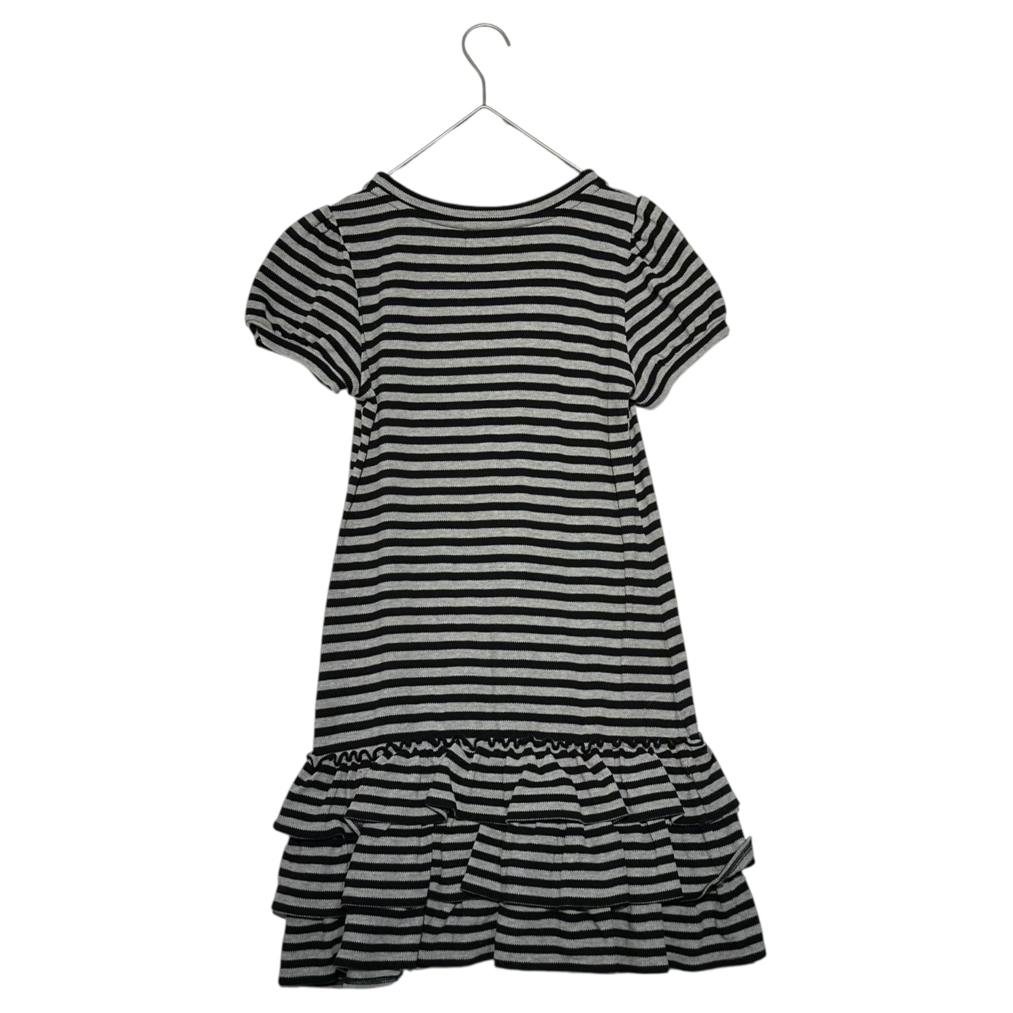 BURBERRY BLUE LABEL(バーバリーブルーレーベル) One-pointed logo cache-coeur short-sleeved striped deer dress ワンポイント ロゴ カシュクール 半袖 ボーダー 鹿の子 ワンピース FA536-271-09 38(M程度) グレー×ブラック