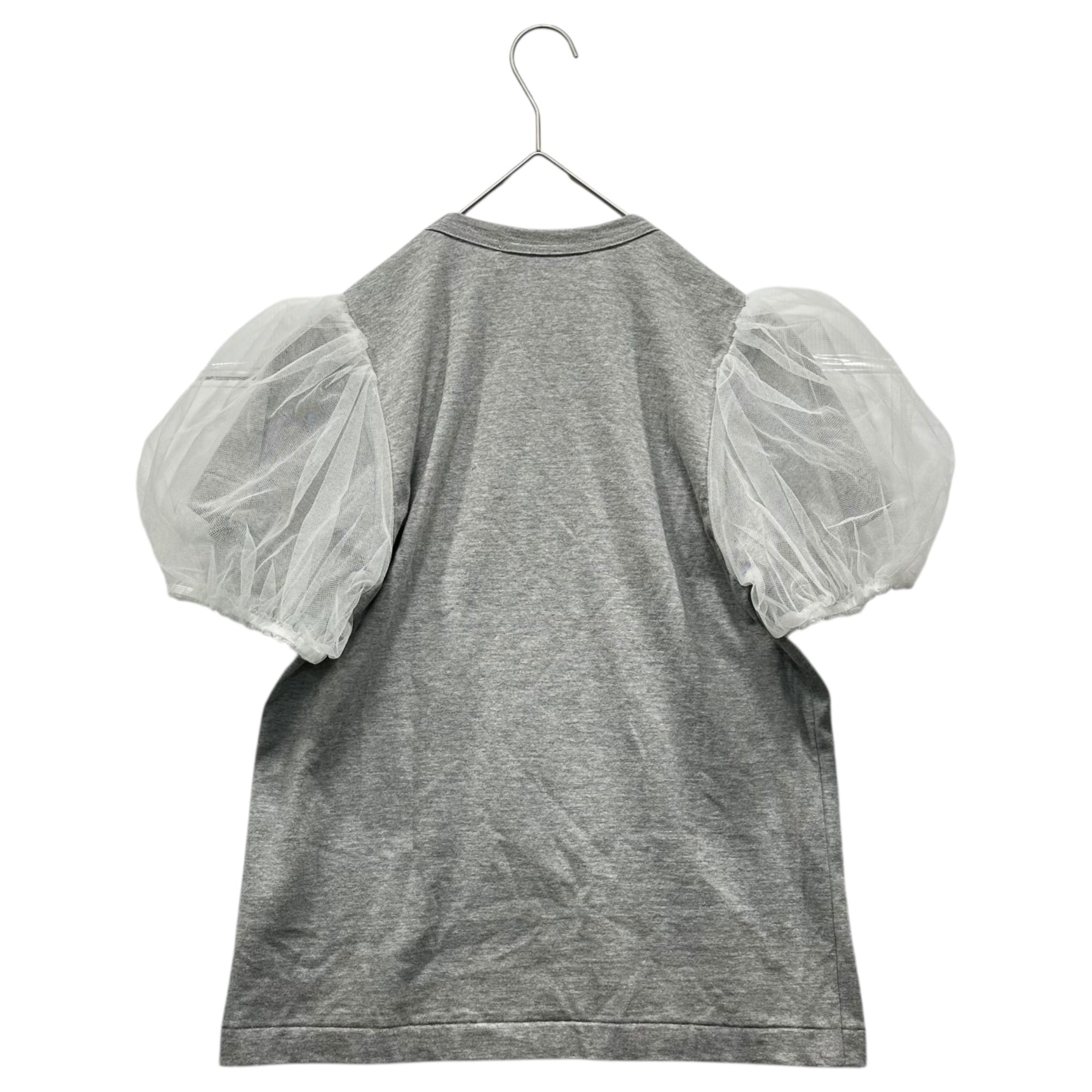 COMME des GARCONS GIRL(コムデギャルソンガール) 22SS Tulle Sleeve T-Shirt チュール スリーブ Tシャツ NI-T007 M グレー×ホワイト AD2021