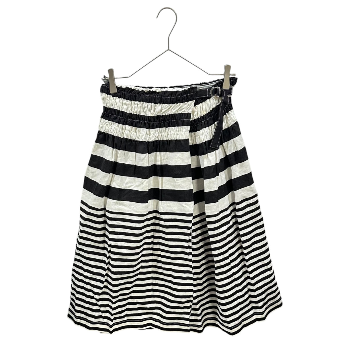 JUNYA WATANABE COMME des GARCONS(ジュンヤワタナベコムデギャルソン) Waist Belt Border Panel Easy Skirt ウエストベルト 切替 ボーダー イージー スカート JS-100600 FREE ホワイト×ブラック AD2000 00s アーカイブ