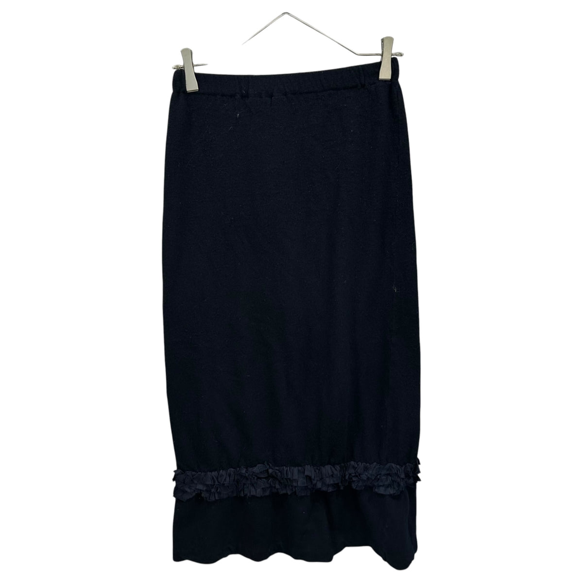 robe de chambre COMME des GARCONS(ローブドシャンブルコムデギャルソン) 1999AW Hem-Detail Piece-Dyed Long Wool Skirt 裾デザイン装飾 製品染め ロング ウール スカート RT-040370 FREE ネイビー AD1999