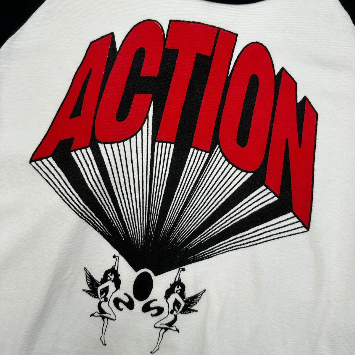 tricot COMME des GARCONS(トリココムデギャルソン) 2005SS Action Graphic Long Sleeve Raglan T-Shirt グラフィック 長袖 ラグラン 表記消(M程度) ホワイト×ブラック×レッド 2000's