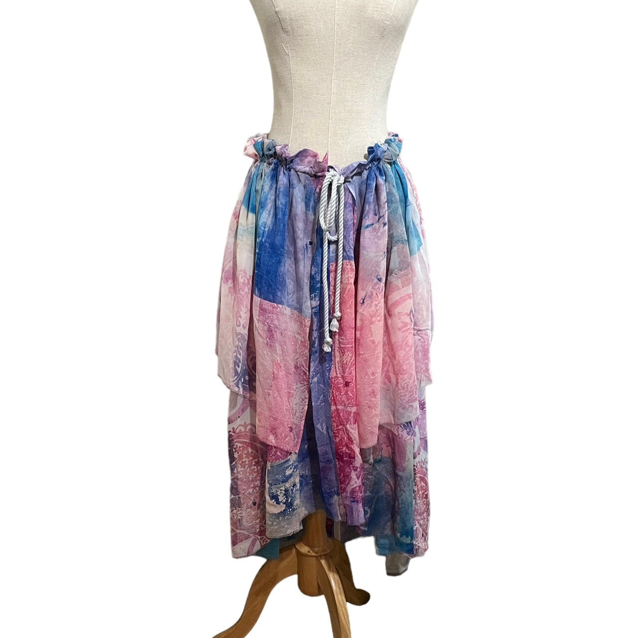 divka(ディウカ) All-silk layered drawcord skirt 総 シルク レイヤード ドローコード スカート DK03-01B-S04 2(M) マルチカラー