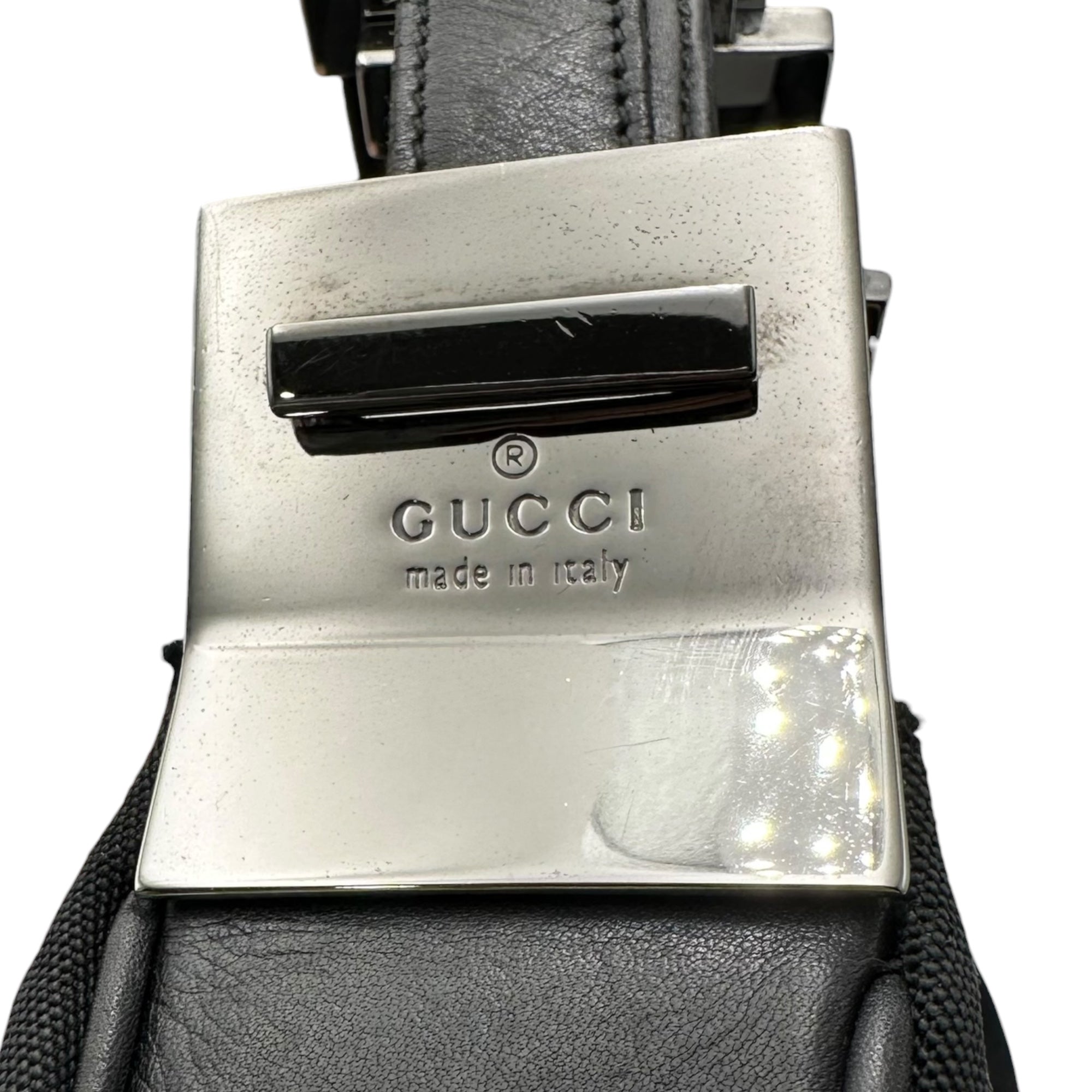 GUCCI(グッチ) 2001SS By Tom Ford 2way Hobo Bag - Nylon Leather トムフォード期 ホーボー バッグ ナイロン レザー 001・3315 002058 ブラック 00's アーカイブ ワンショルダー