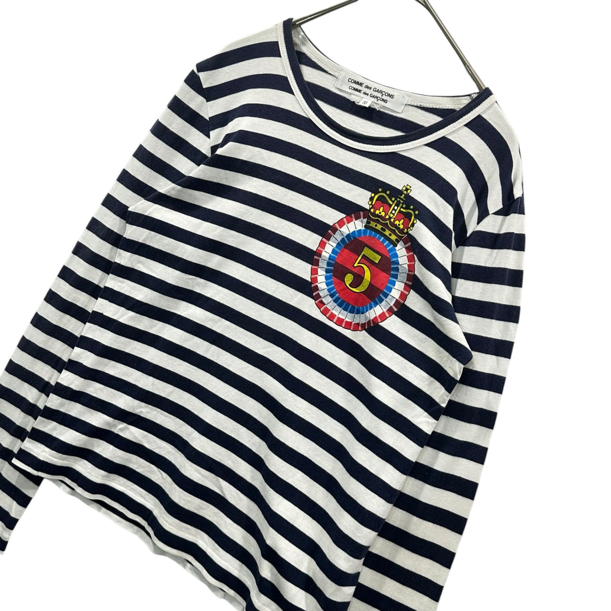 COMME des GARCONS COMME des GARCONS(コムデギャルソンコムデギャルソン) 2007AW Numbered Print Striped L/S T-Shirt ナンバリング プリント 長袖 ボーダー Tシャツ RT-T006 SS ホワイト×ネイビー AD207