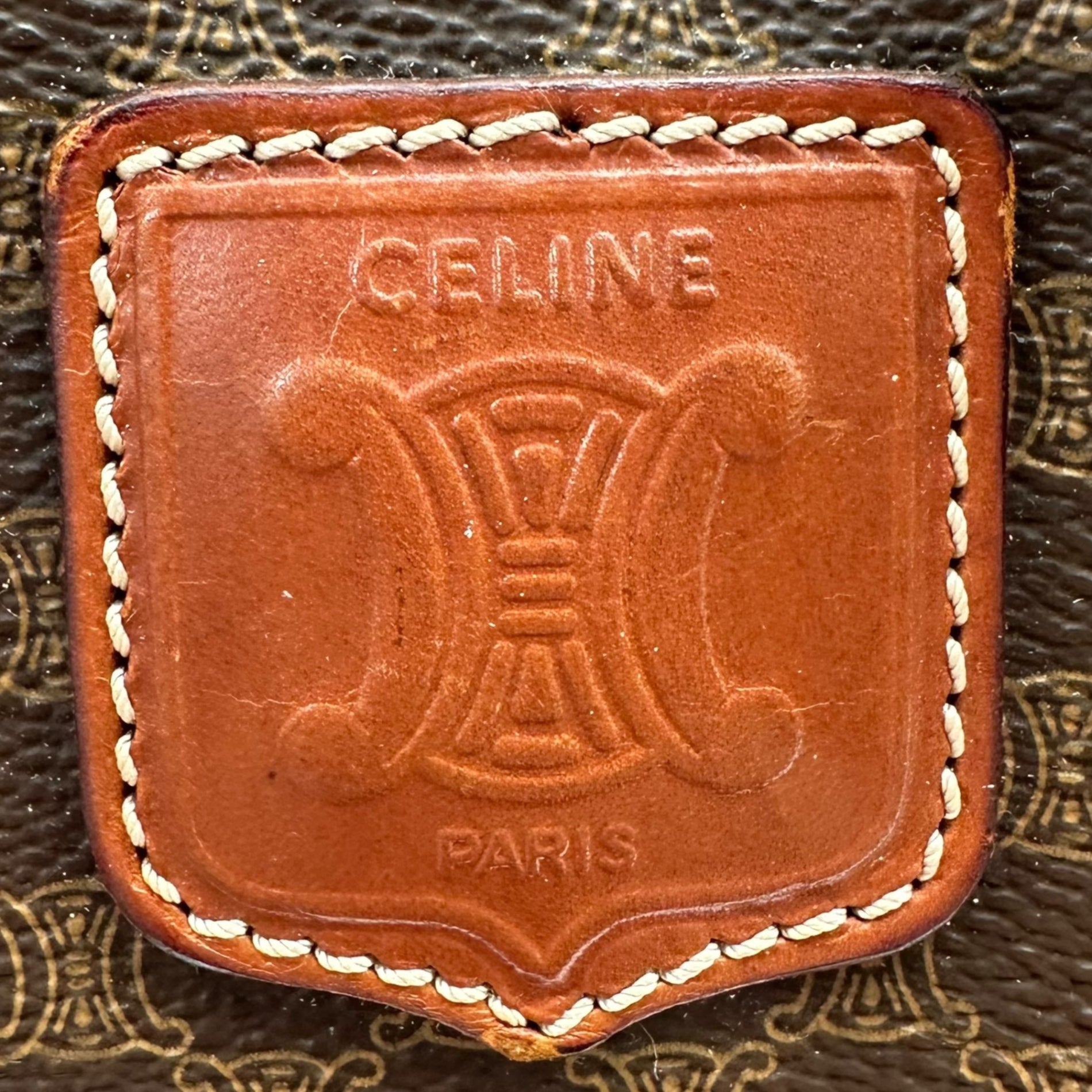 CELINE(セリーヌ) Macadam Drawstring Shoulder Bag マカダム柄 巾着 ショルダー バッグ ブラウン OLD ヴィンテージ