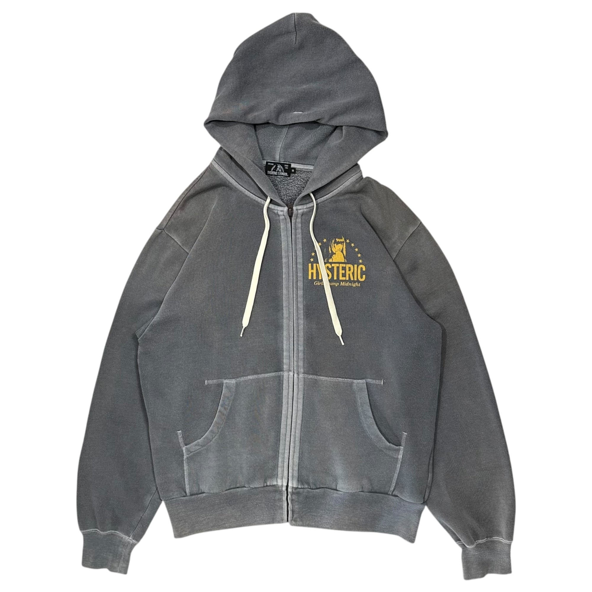 HYSTERIC GLAMOUR(ヒステリックグラマー) 19aw Logo print zip hoodie ロゴ プリント ジップ パーカー フーディ 02193CF06 M グレー×イエロー