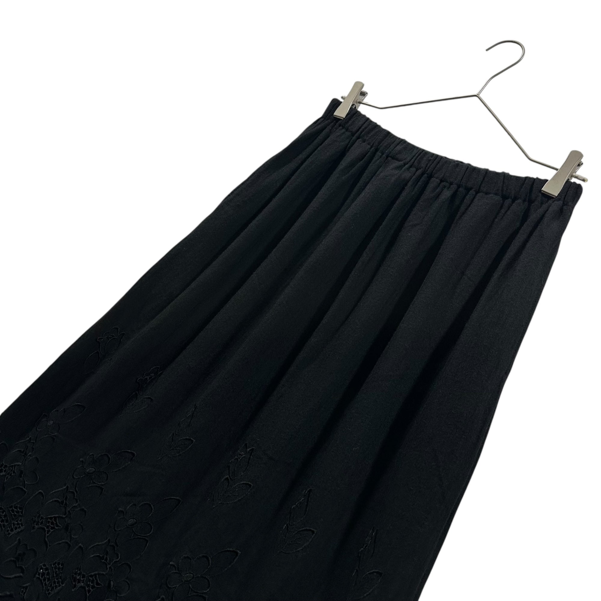 robe de chambre COMME des GARCONS(ローブドシャンブルコムデギャルソン) 2001AW Botancial Embroidered Easy Wool Skirt ボタニカル 刺繍 イージー ウール スカート RC-T005 FREE ブラック AD2001