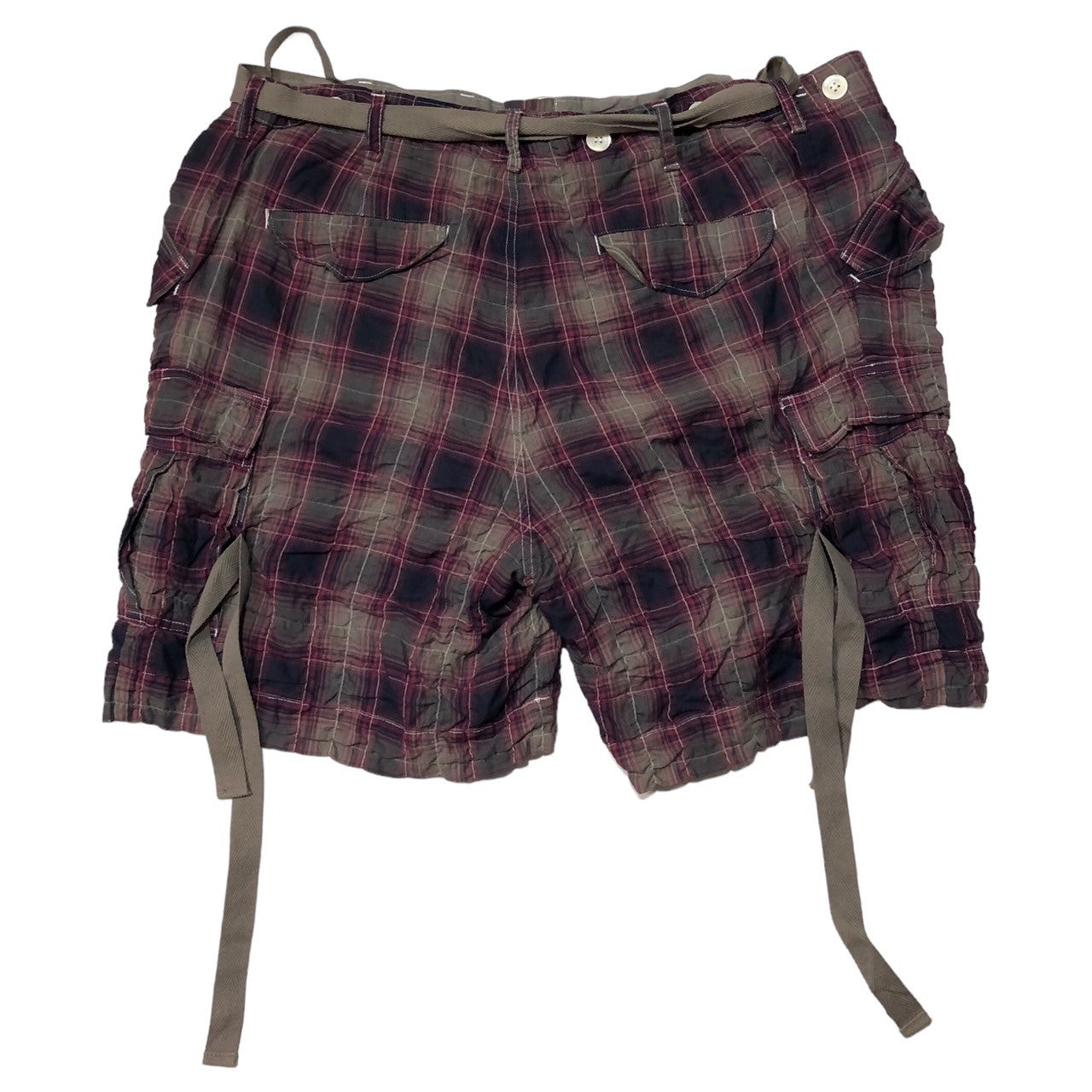 sacai(サカイ) 12SS cotton poly check shorts コットン ポリ チェック ショーツ ハーフパンツ 12-00251Ｍ SIZE 1(S) グレー×レッドパープル