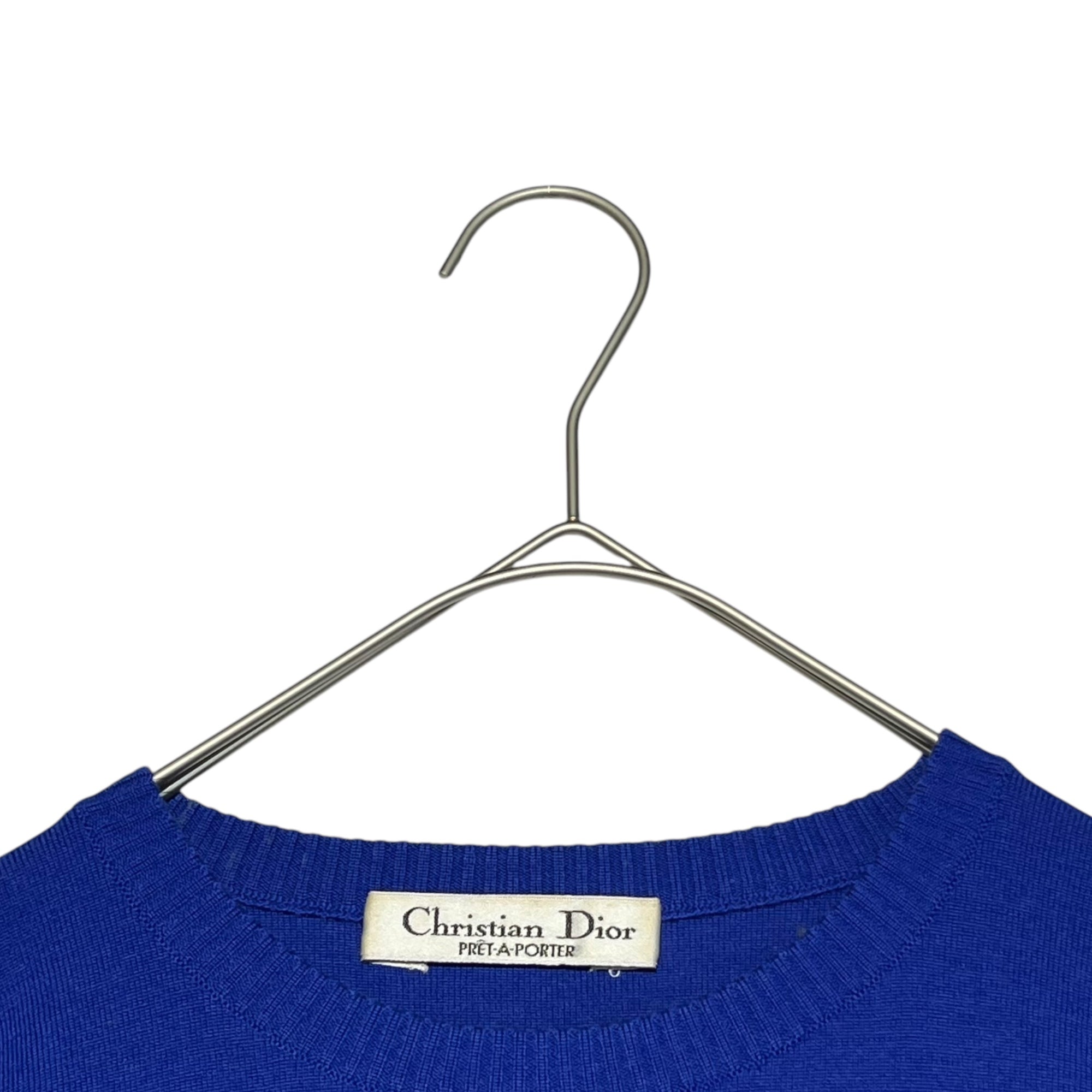 Christian Dior(クリスチャンディオール) 90's~00's Dior Logo embroidery short length wide wool knit ロゴ刺繍 ショート丈 ワイド ウール ニット 0020KW73 表記無し(M程度) ブルー PRET-A-PORTER