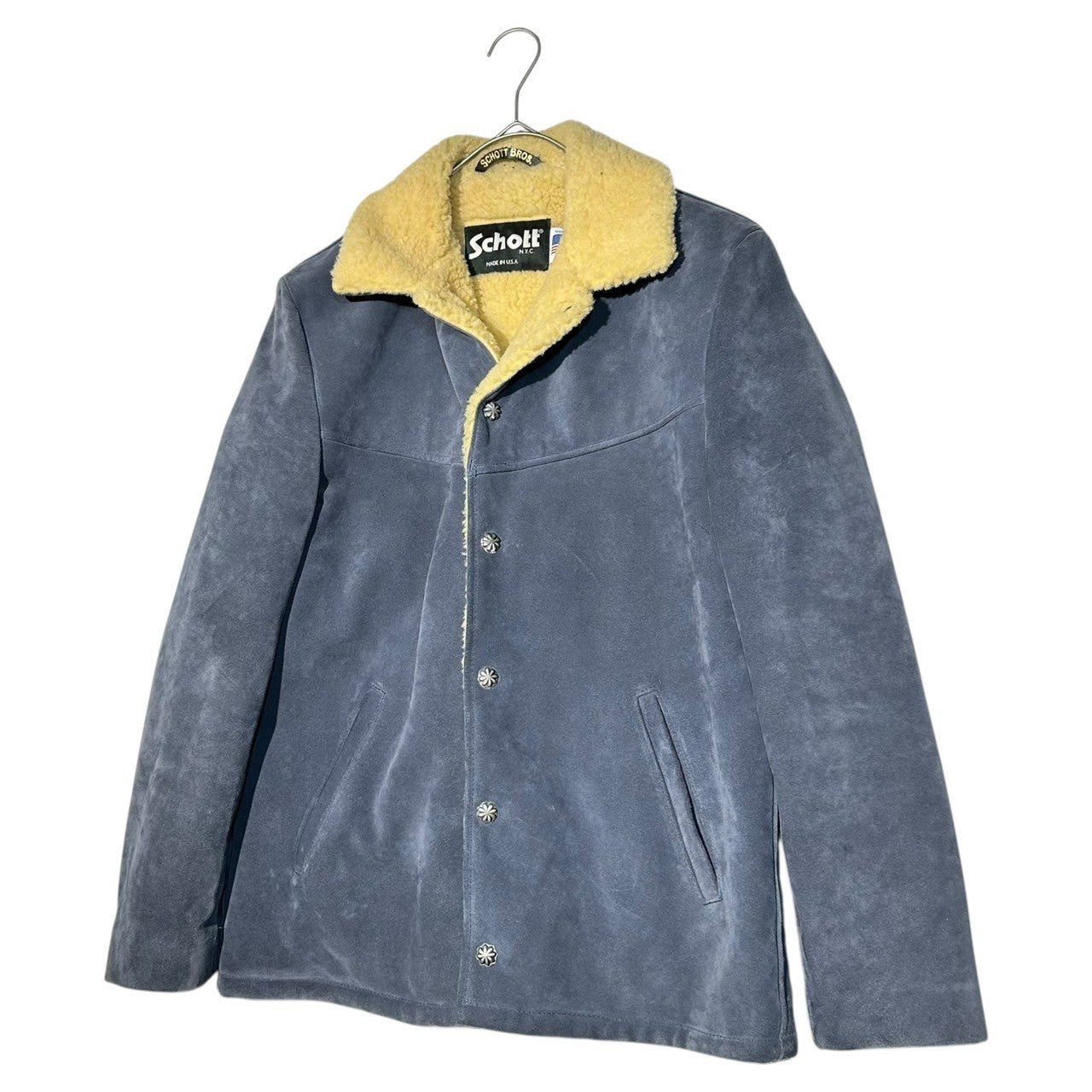 SCHOTT(ショット) Concho Button Suede Boa Lunch Jacket コンチョ ボタン スウェード ボア ランチ ジャケット 7543 38(M~L程度) ブルー