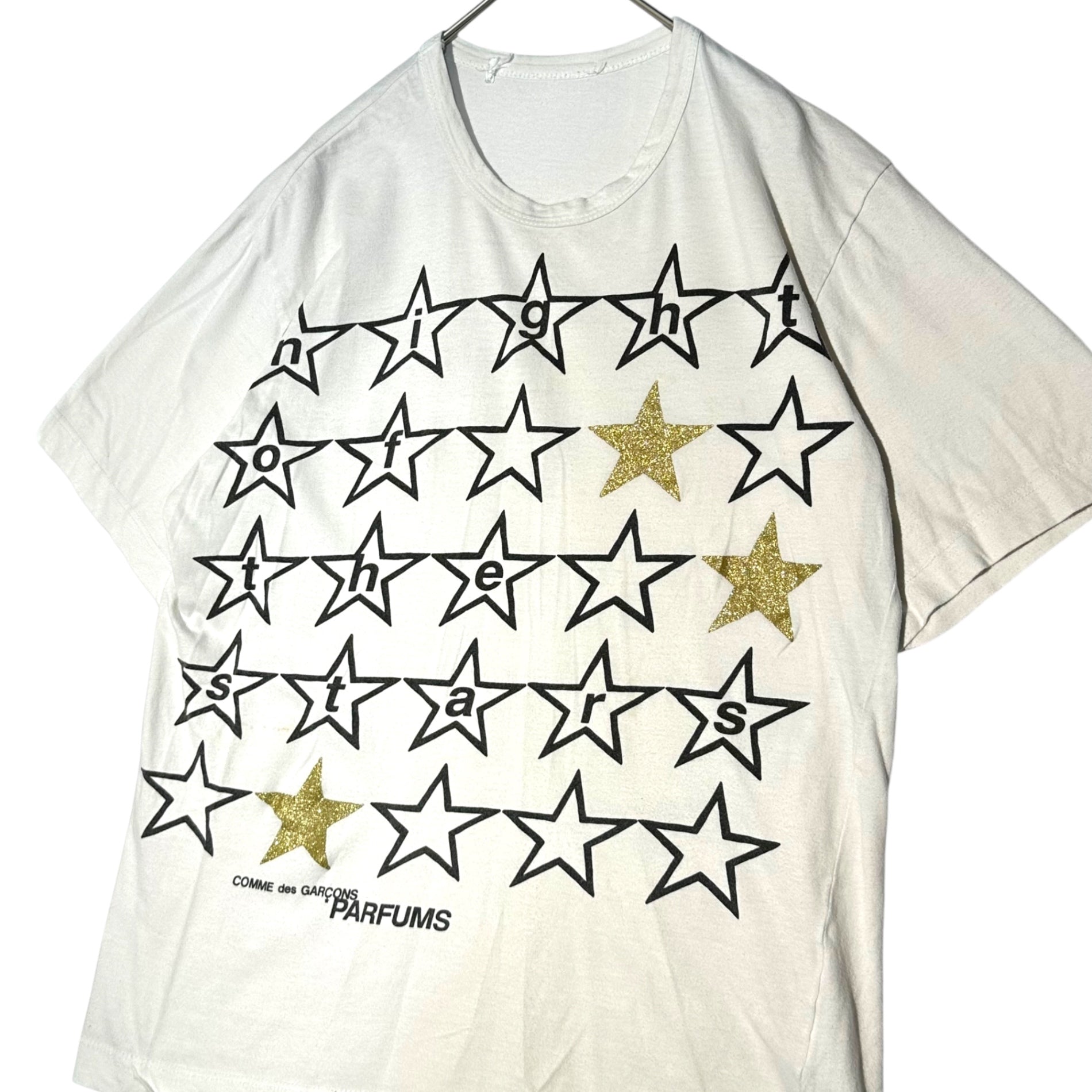 COMME des GARCONS PARFUMS(コムデギャルソンパルファム) Star Print T-Shirt スタープリント Tシャツ ホワイト ブランドロゴ取れ