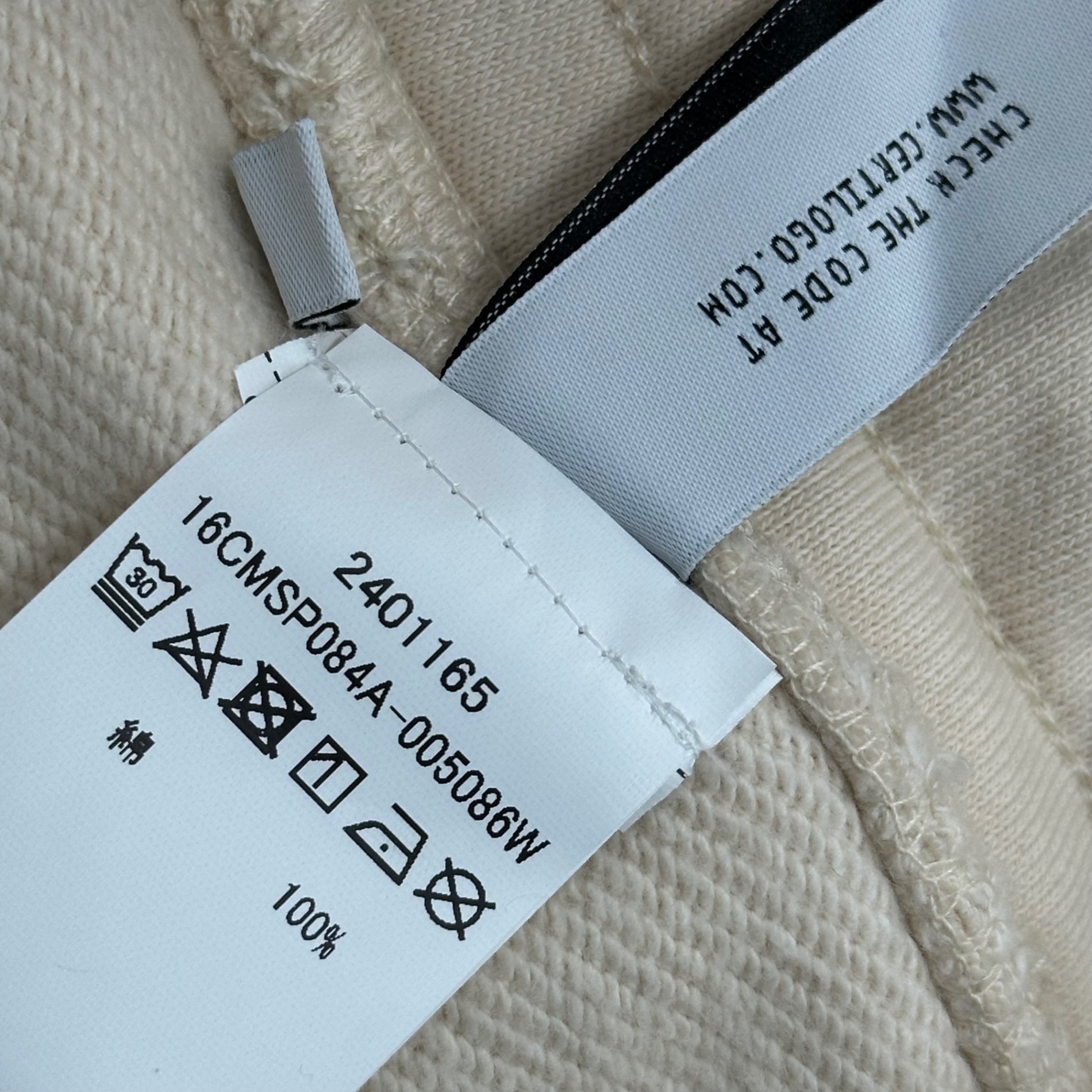 C.P.COMPANY(シーピーカンパニー) 2024SS Diagonal Raised Fleece Sweatpants サイドジップ スウェット パンツ 16CMSP084A 005086W S アイボリー