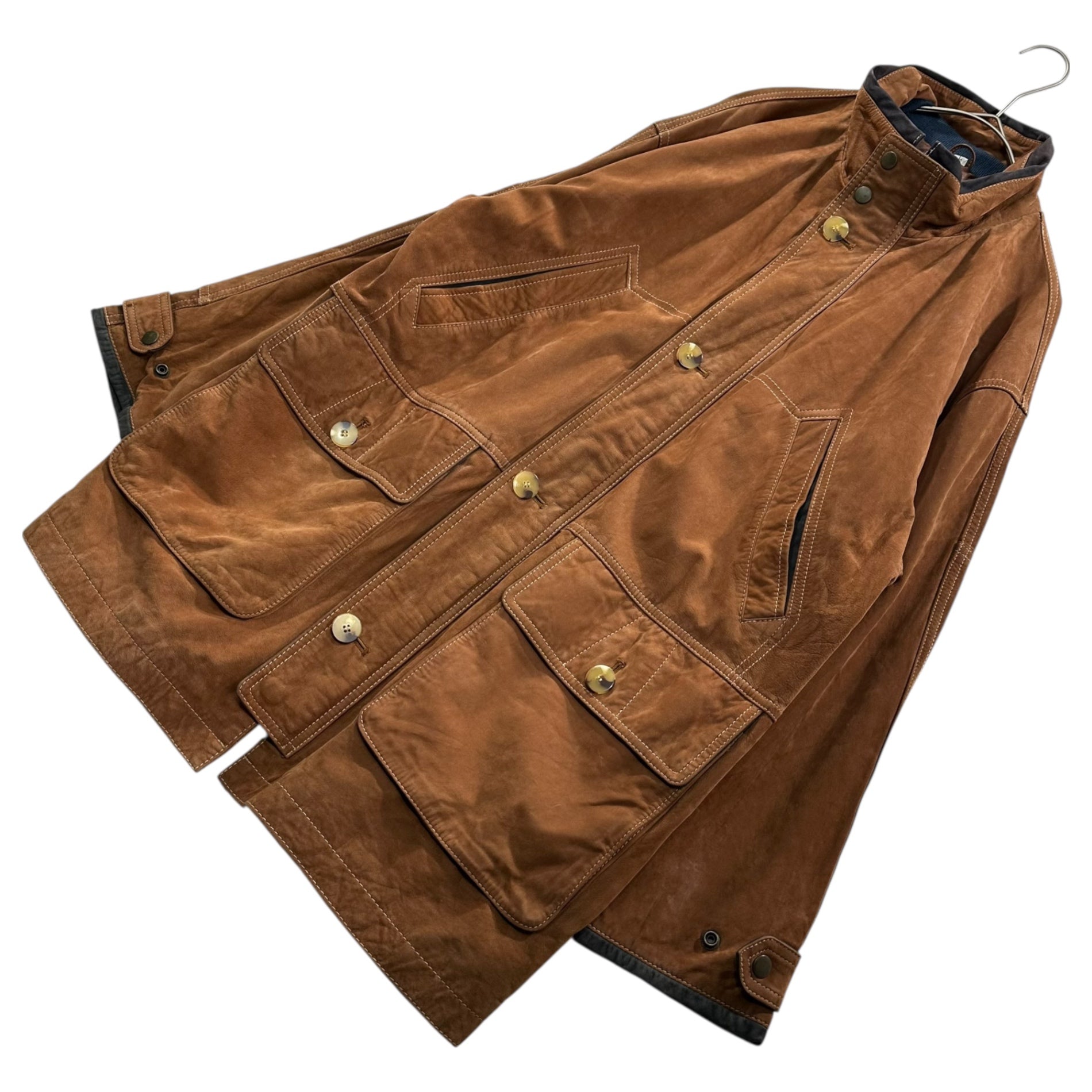 VINTAGE(ヴィンテージ) Old Nubuck Leather High-Neck Coat オールド ヌバック レザー ハイネック コート L ブラウン